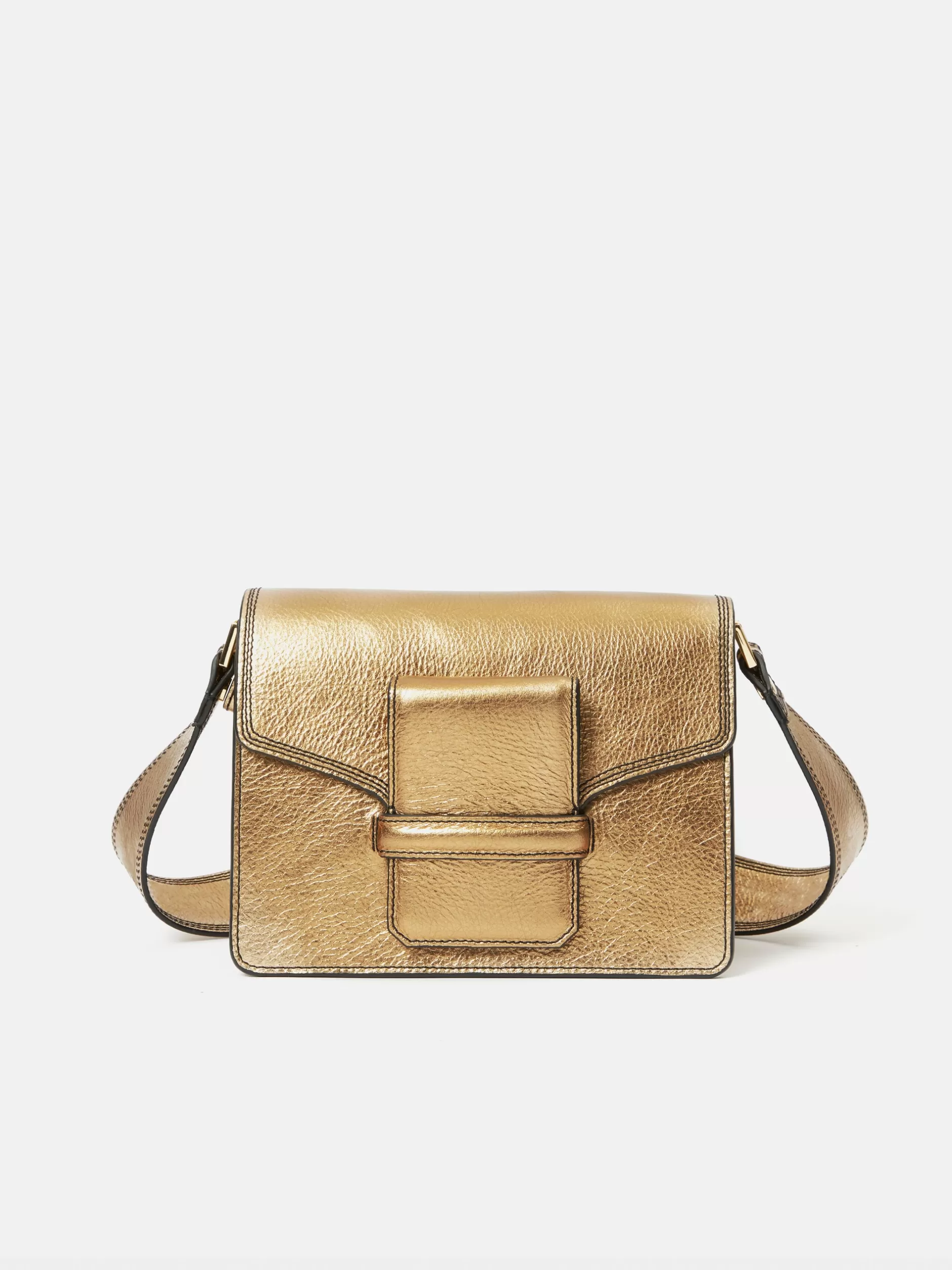 Shop Jigsaw Ada Leather Crossbody Bag Gold