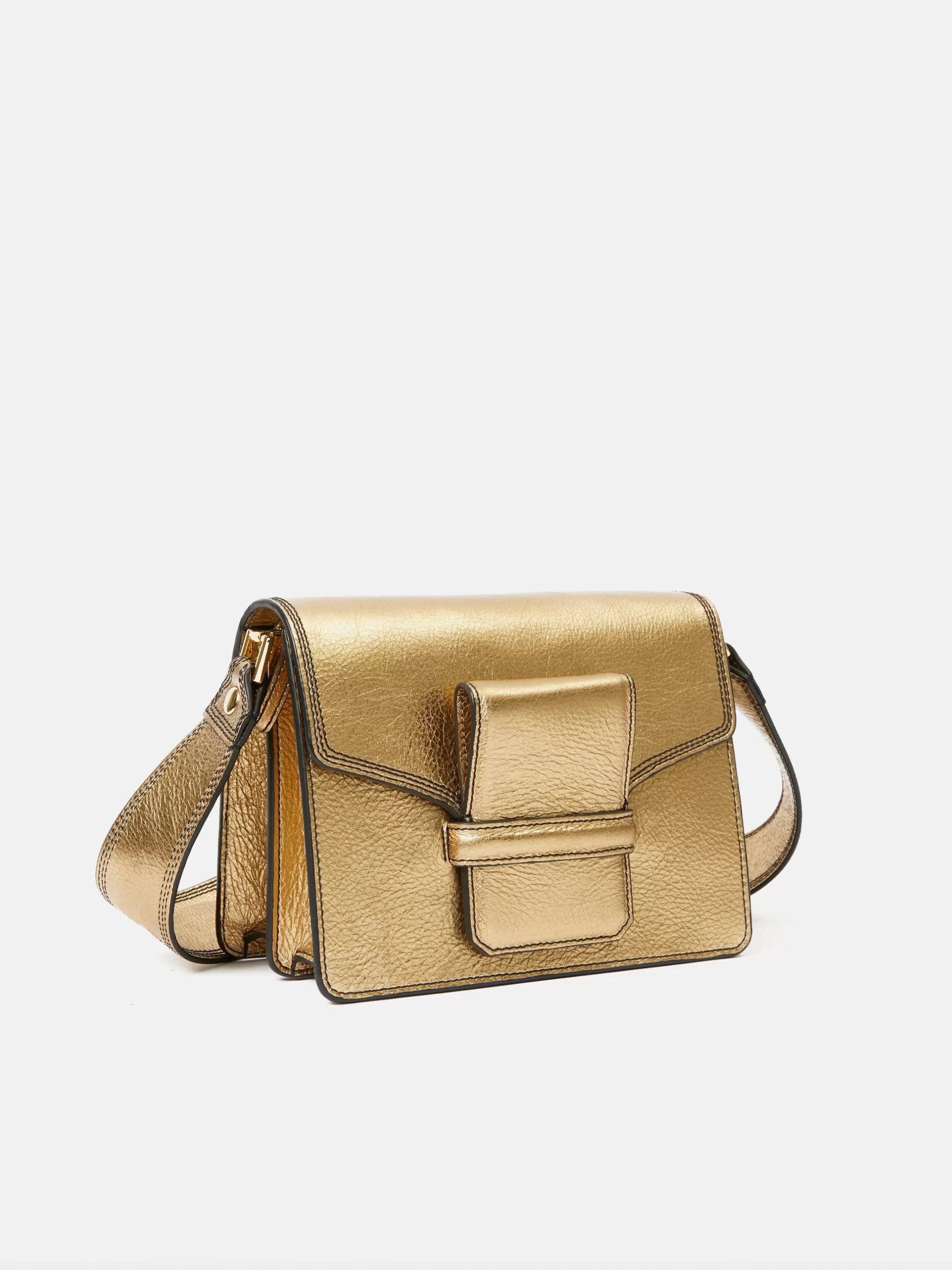 Shop Jigsaw Ada Leather Crossbody Bag Gold