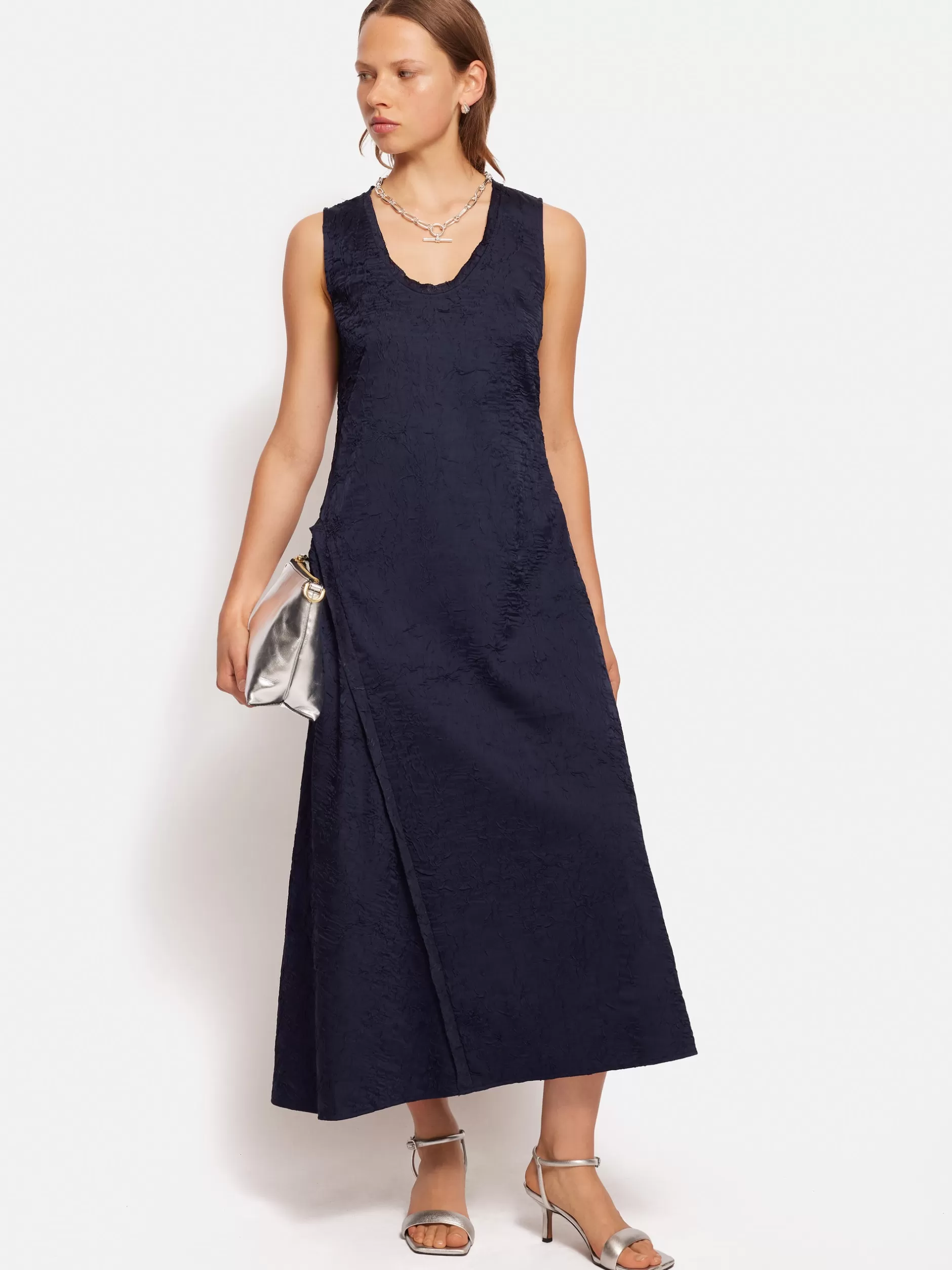 New Jigsaw Asymmetric Textured Dress Navy