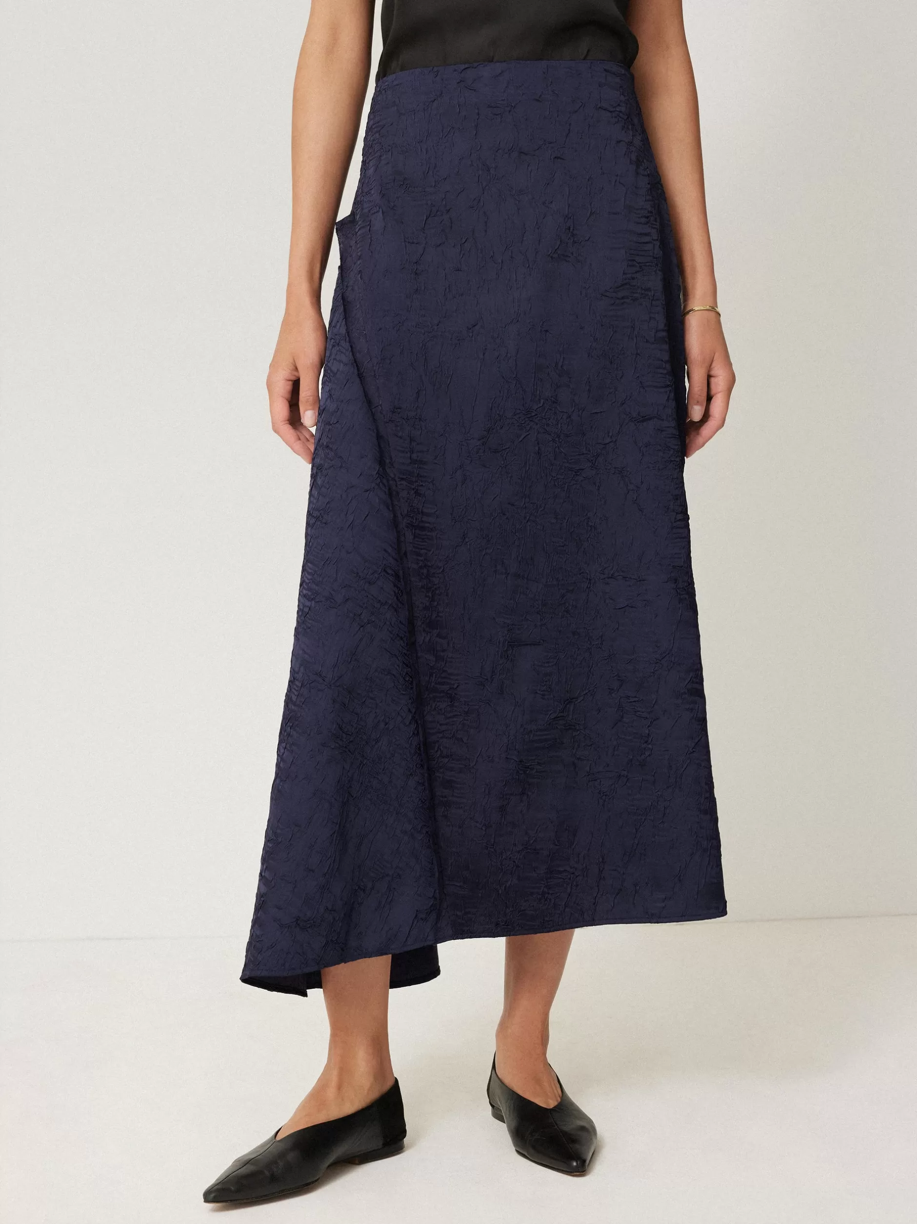 Cheap Jigsaw Asymmetric Textured Skirt Navy