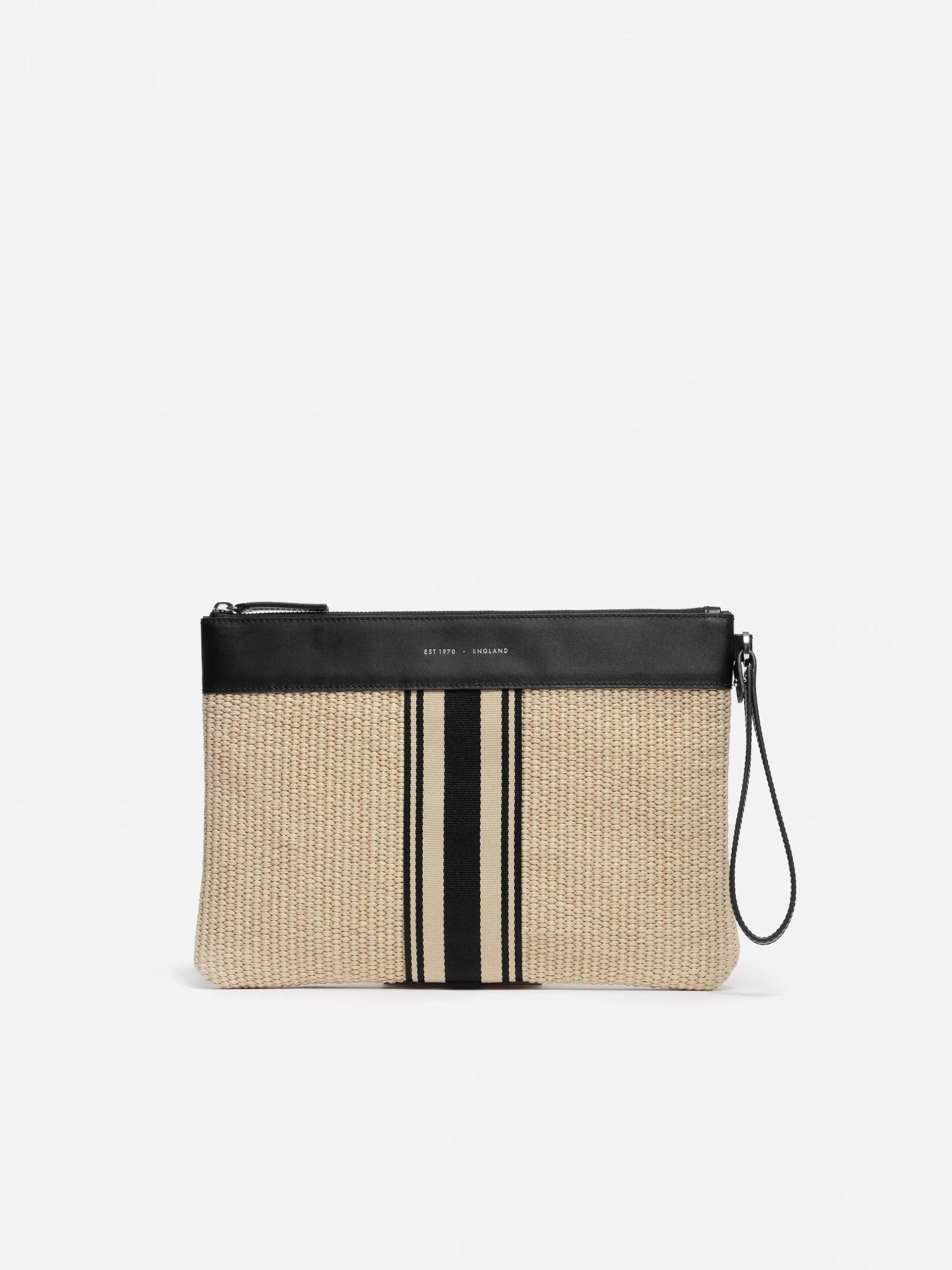 Outlet Jigsaw Athena Stripe Woven Pouch Natural