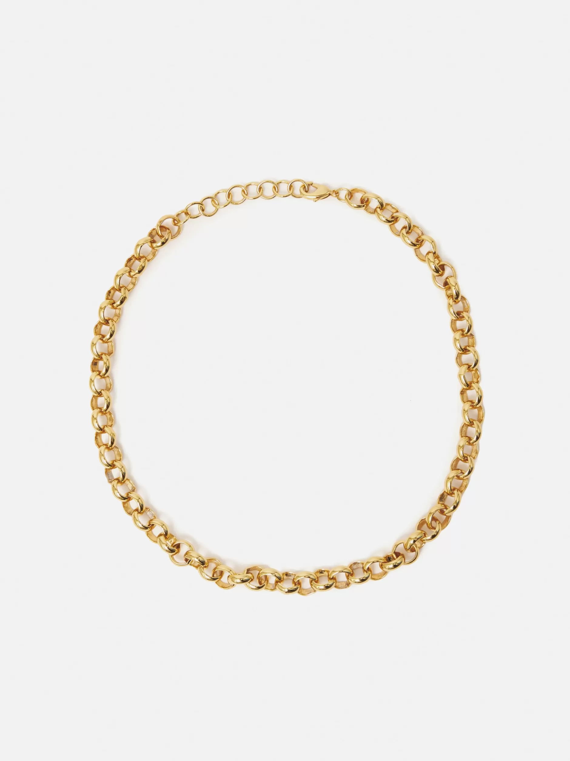 Fashion Jigsaw Belcher Chain Necklace Gold