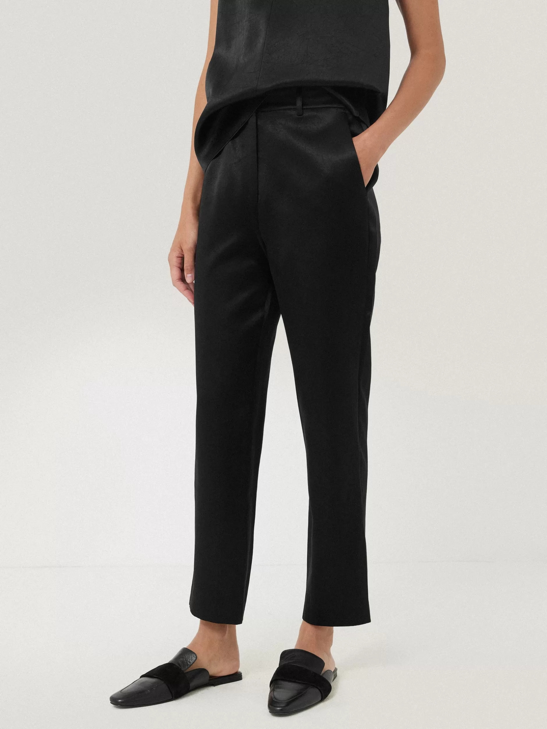 Fashion Jigsaw Bonded Satin Trouser Black