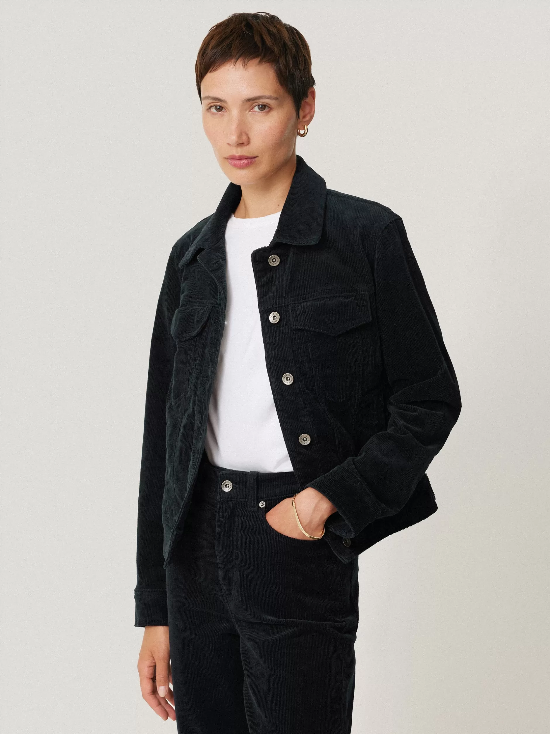 Online Jigsaw Boxy Cord Trucker Jacket Navy