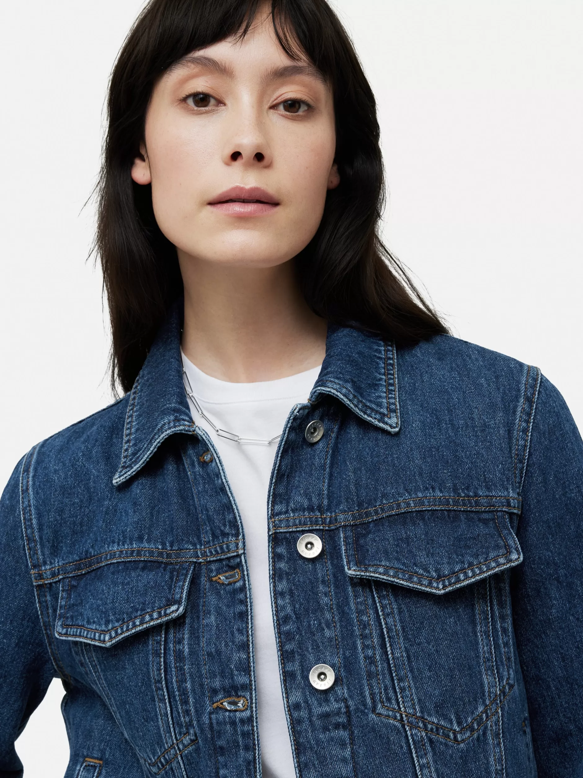 Online Jigsaw Boxy Denim Trucker Jacket VintageMidBlue