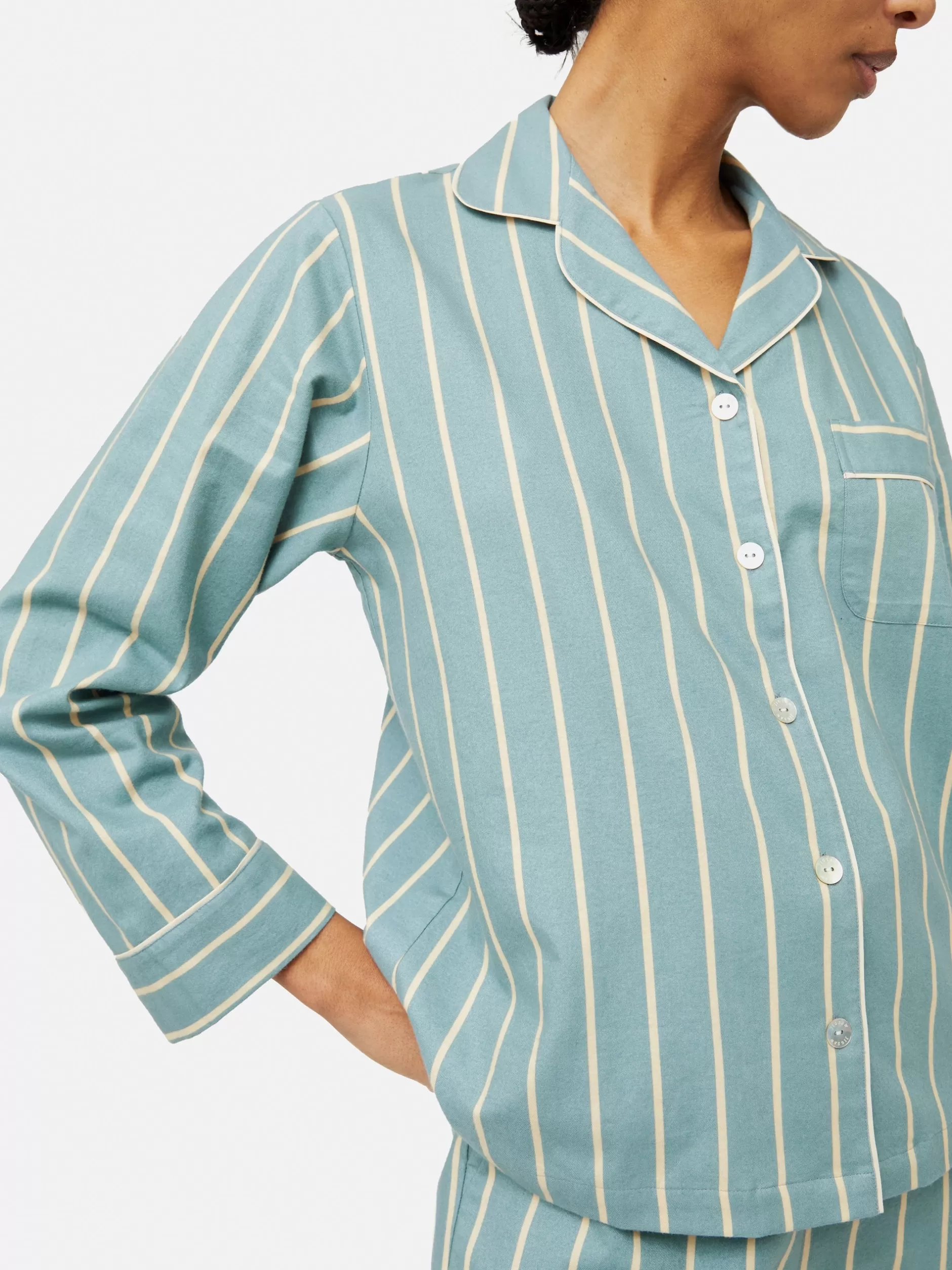 Online Jigsaw Brushed Twill Stripe Pyjamas Blue