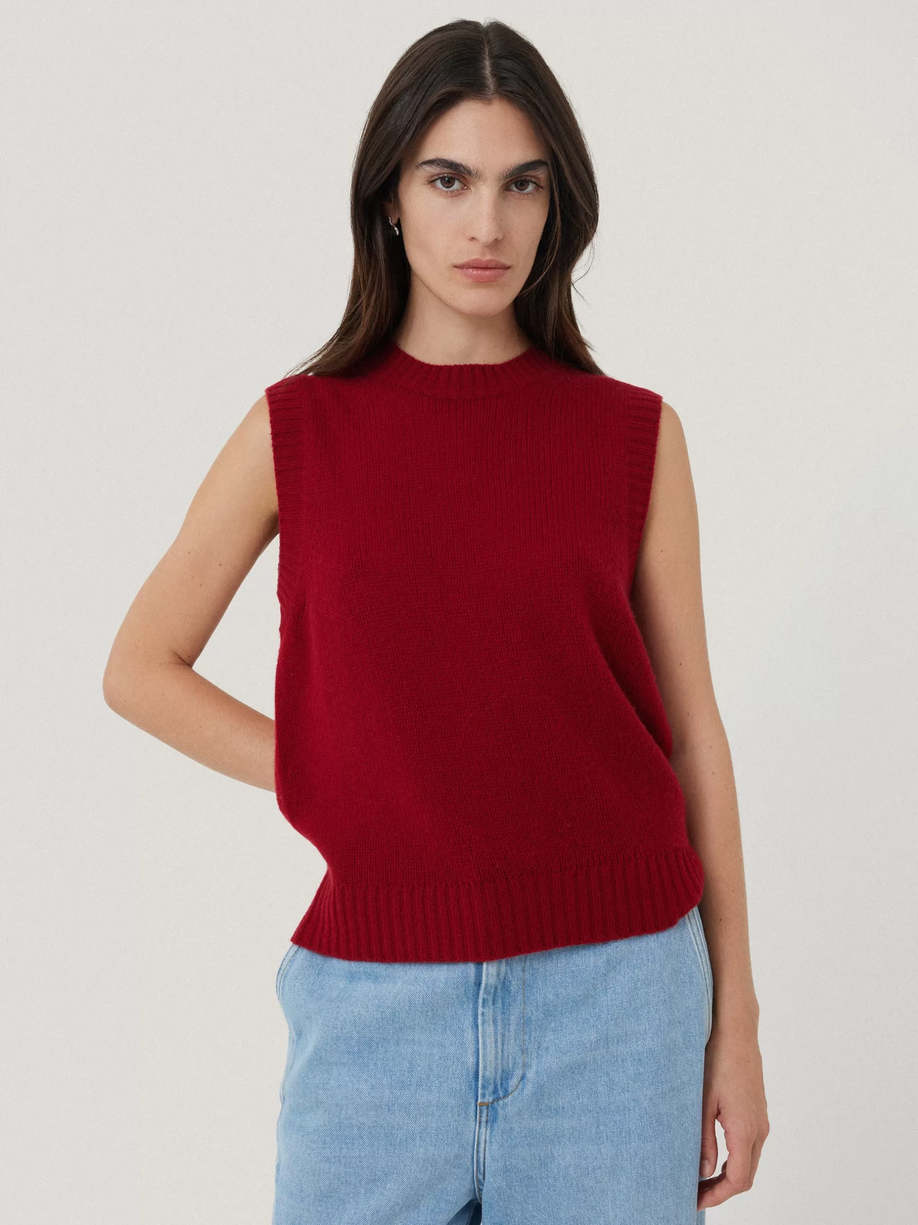 Best Sale Jigsaw Cashmere Crew Neck Tank Red