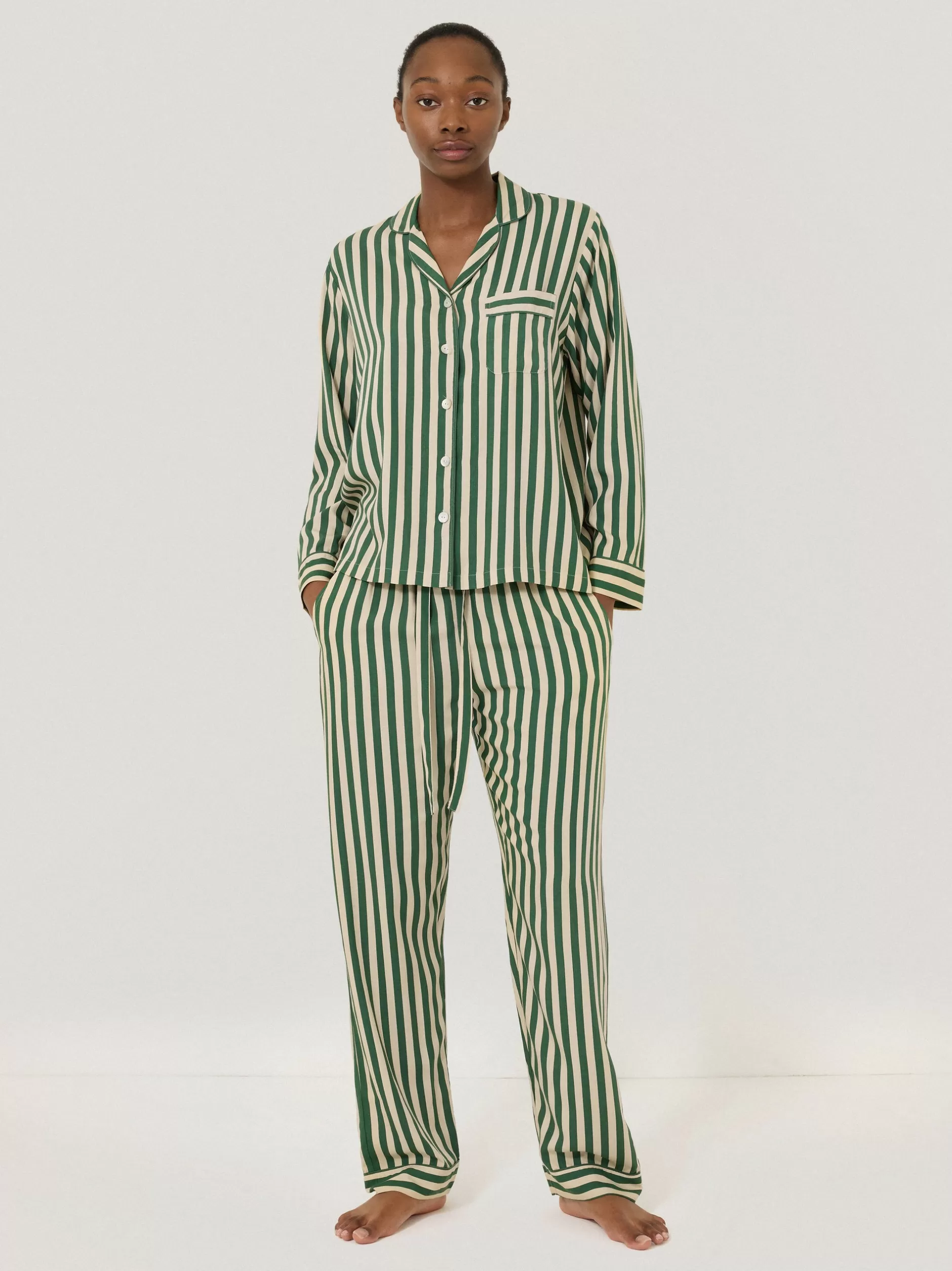 Best Sale Jigsaw Classic Stripe Pyjama Green