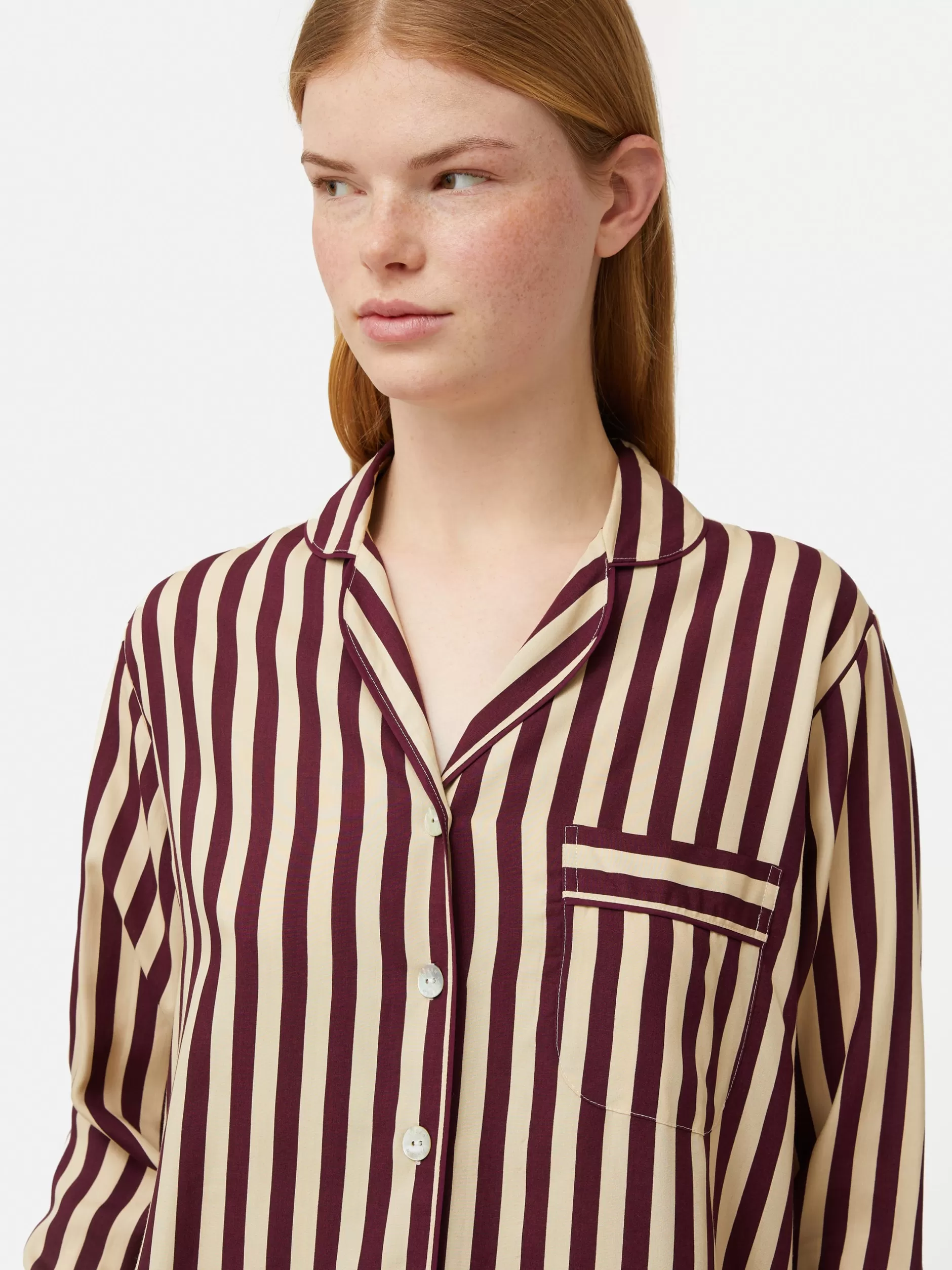 Sale Jigsaw Classic Stripe Pyjama Burgundy