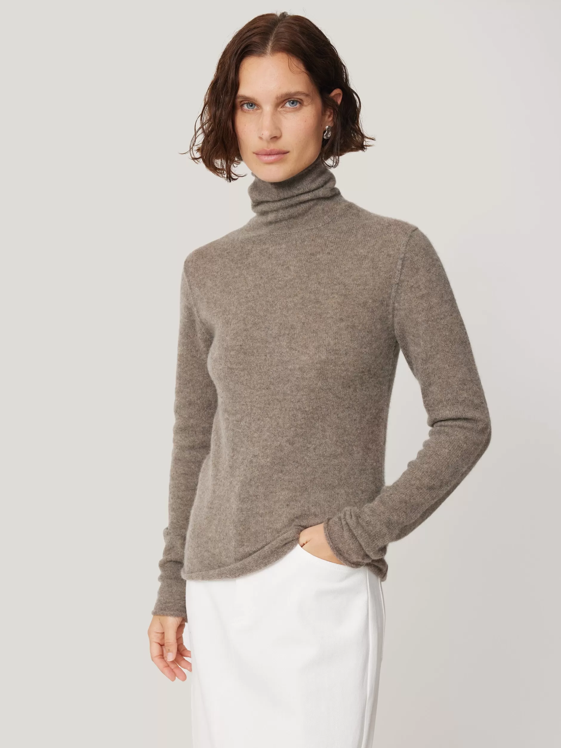 Outlet Jigsaw Cloud Cashmere Polo Jumper Taupe