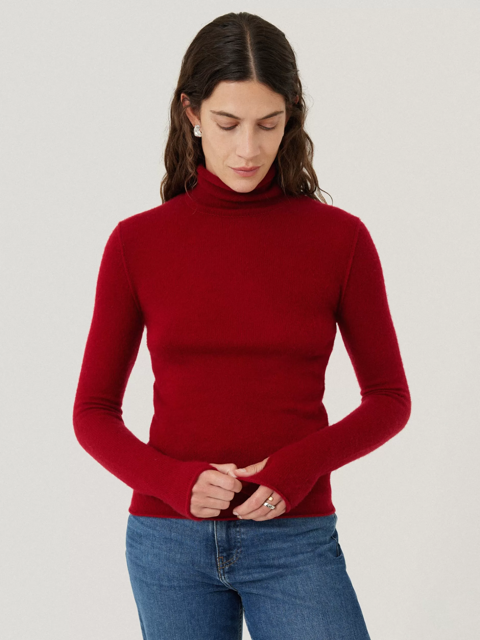 Best Jigsaw Cloud Cashmere Polo Jumper Red