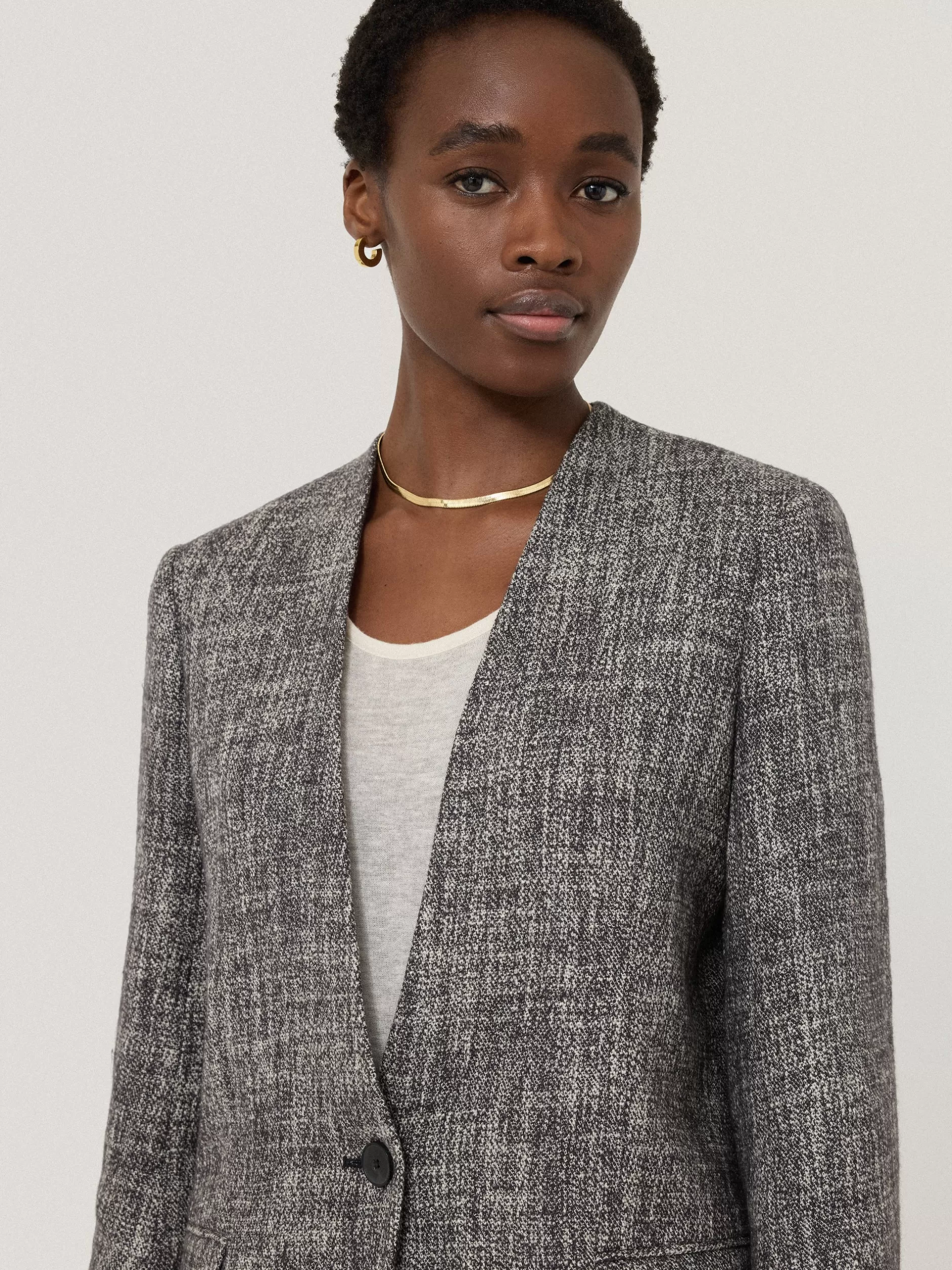 Cheap Jigsaw Collarless Boucle Jacket Grey