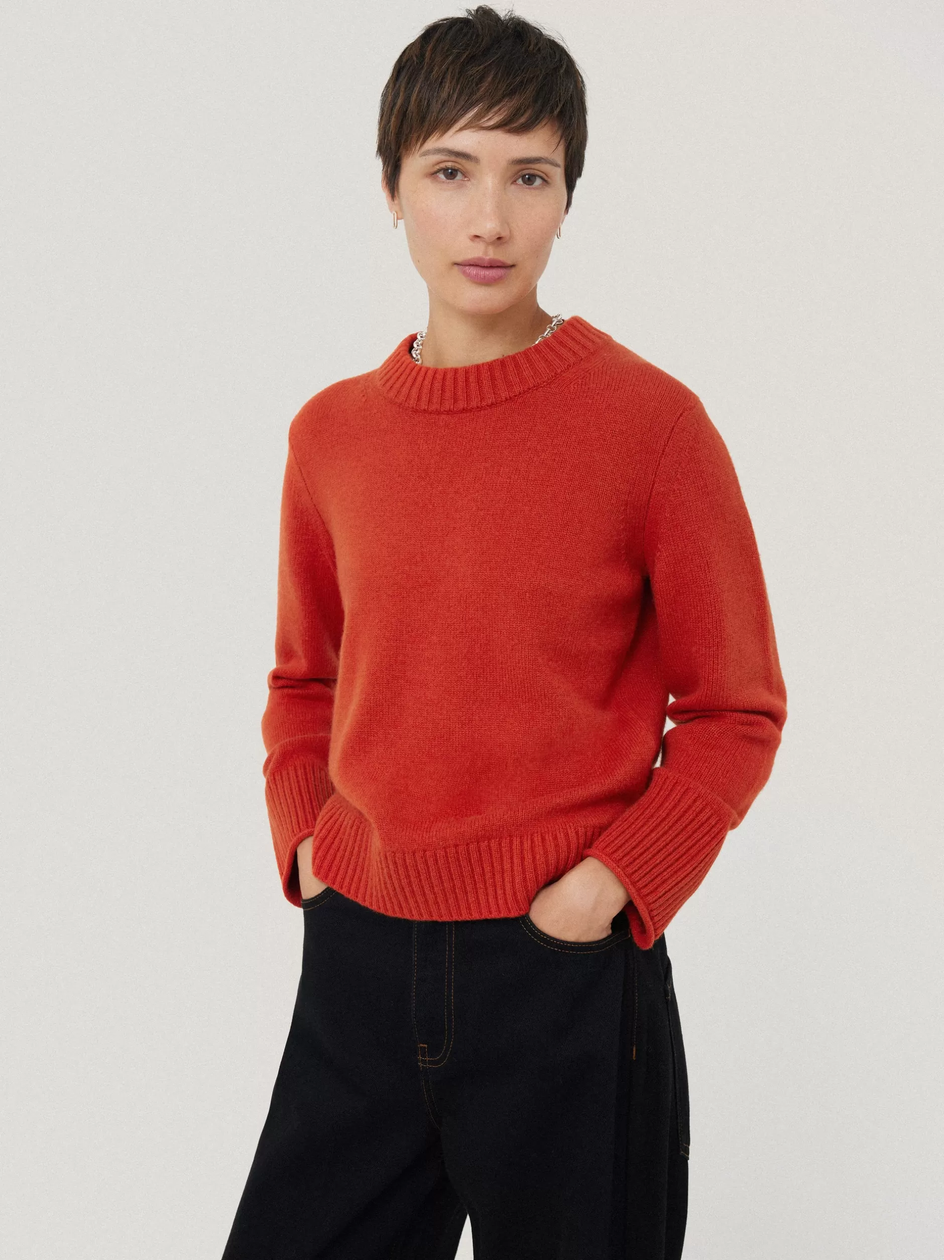 Flash Sale Jigsaw Compact Wool Cashmere Blend Jumper Orange