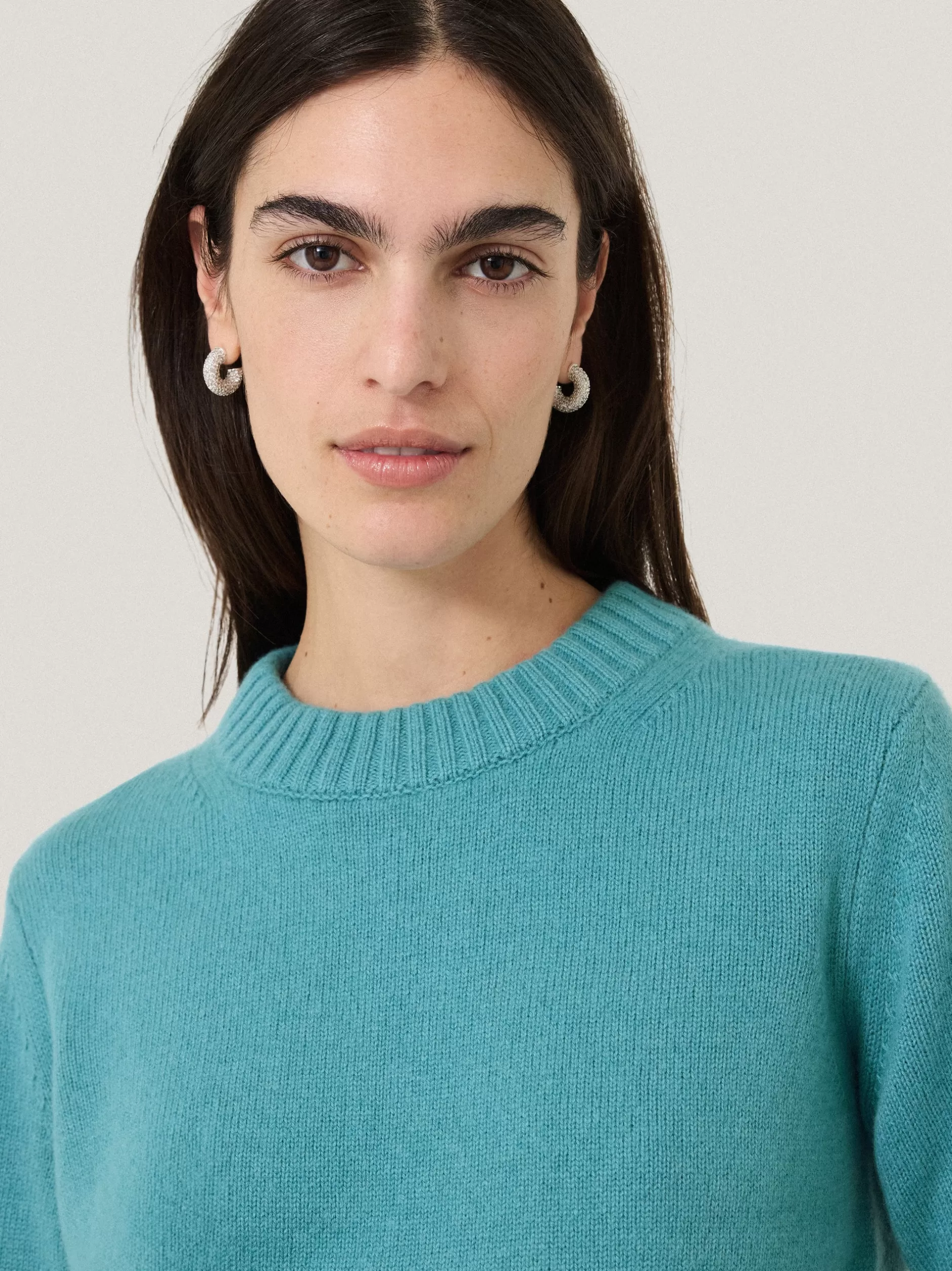 Flash Sale Jigsaw Compact Wool Cashmere Blend Jumper PowderBlue