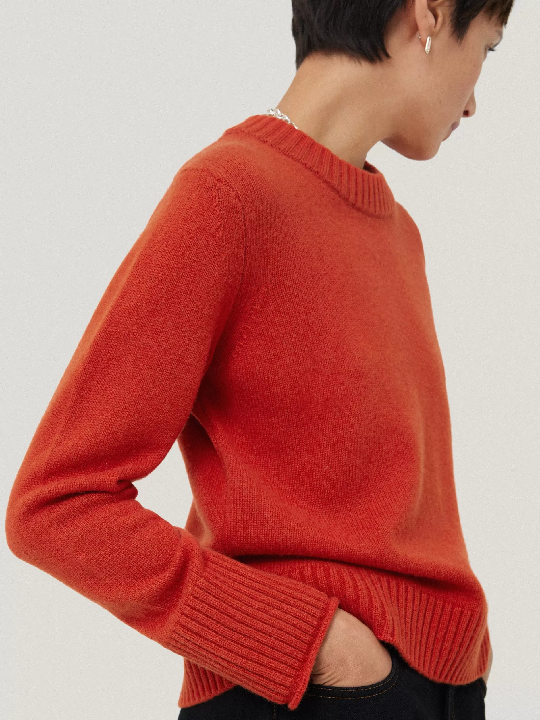 Flash Sale Jigsaw Compact Wool Cashmere Blend Jumper Orange