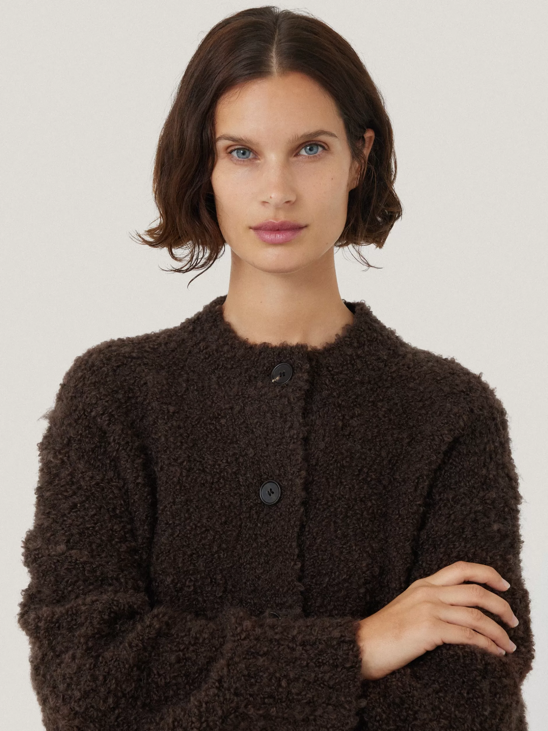 Clearance Jigsaw Cosy Boucle Scarf Cardi Brown