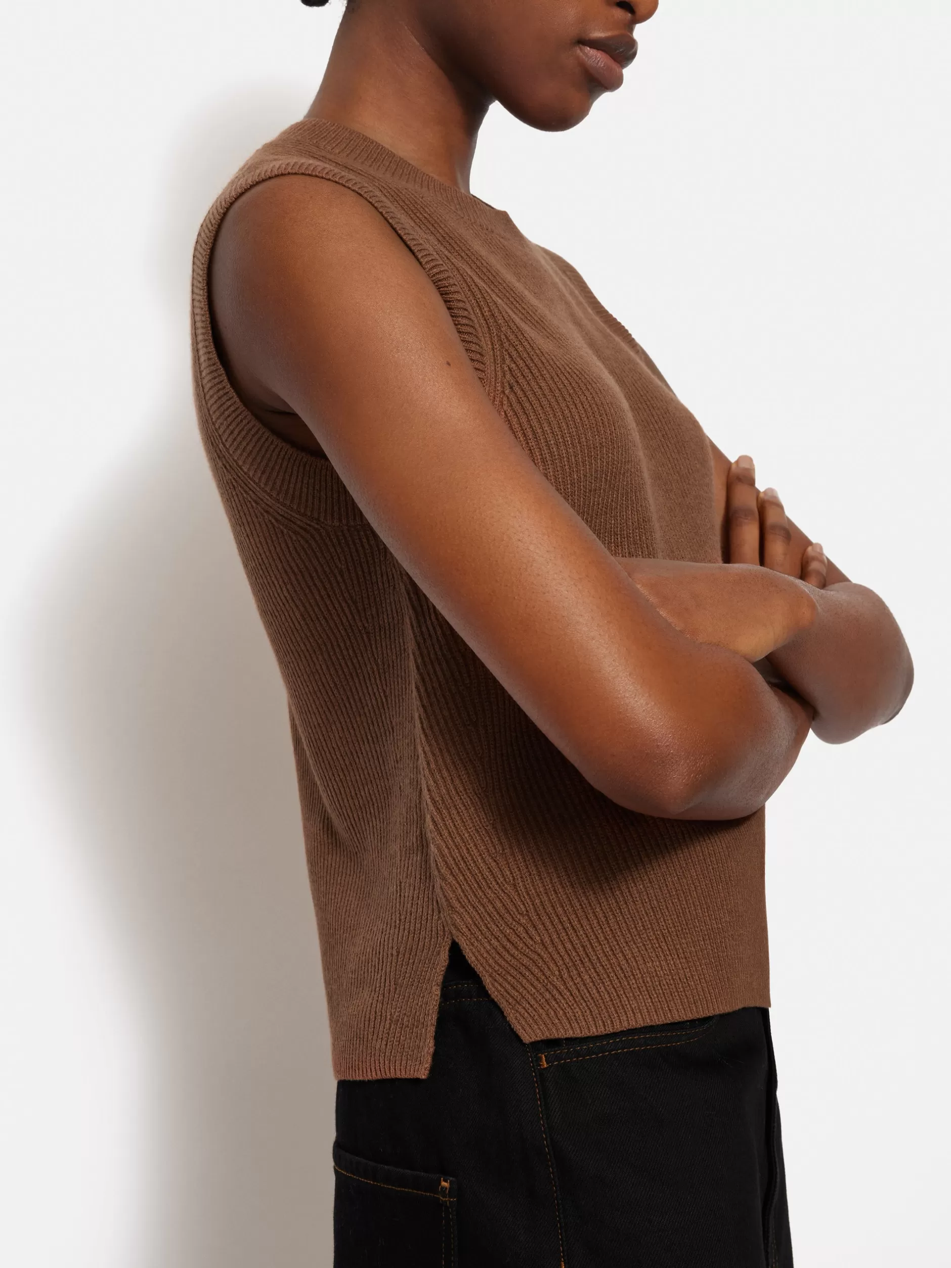 Clearance Jigsaw Cotton Blend Crew Tank Toffee