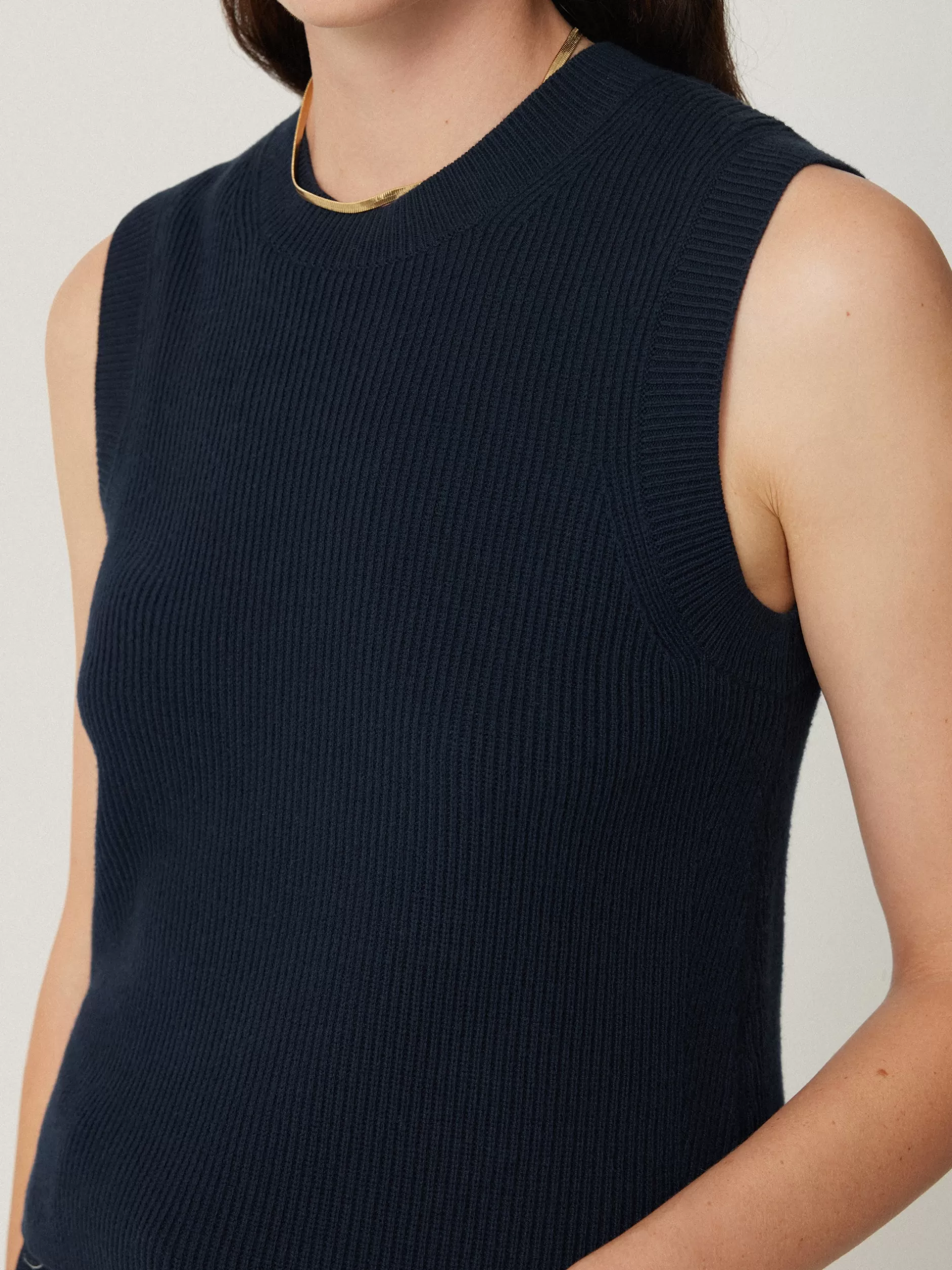 Online Jigsaw Cotton Blend Crew Tank Navy