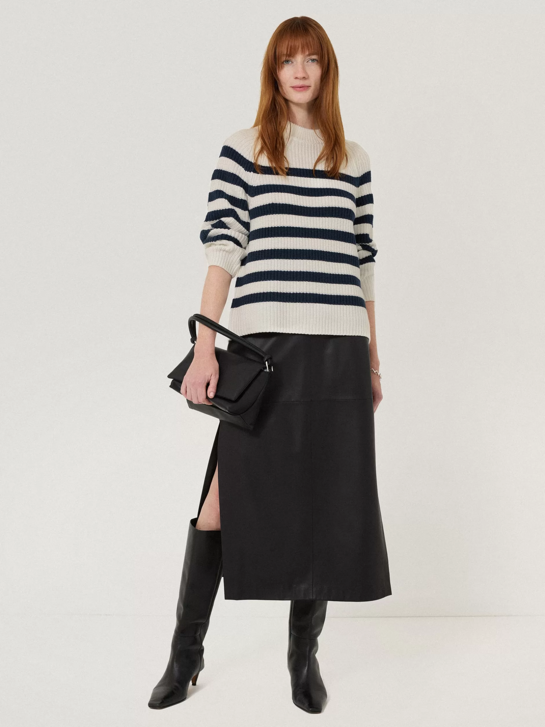 Sale Jigsaw Cotton Blend Stripe Jumper Navy