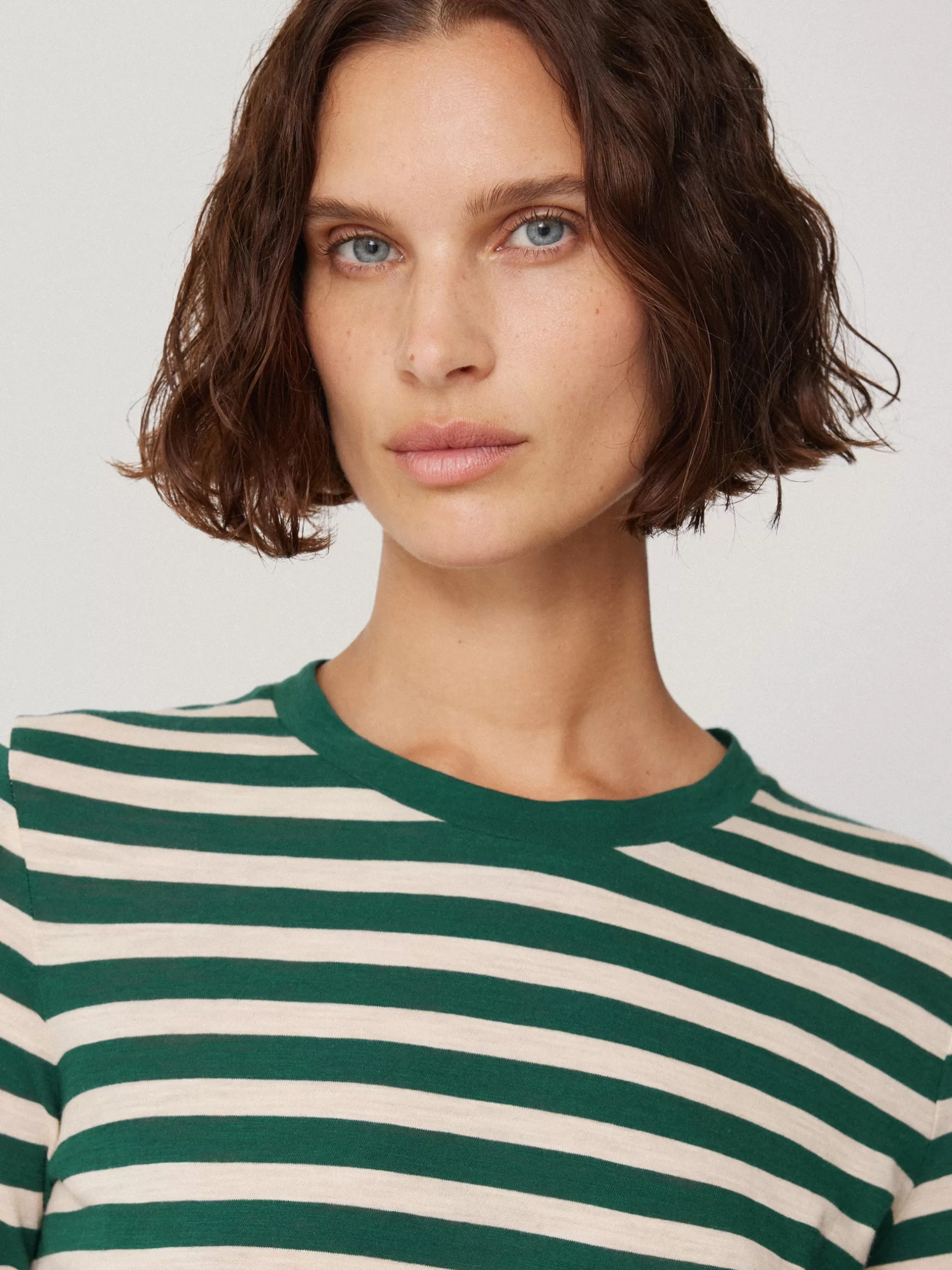 Outlet Jigsaw Cotton Slub Stripe Long Sleeve Tee Green