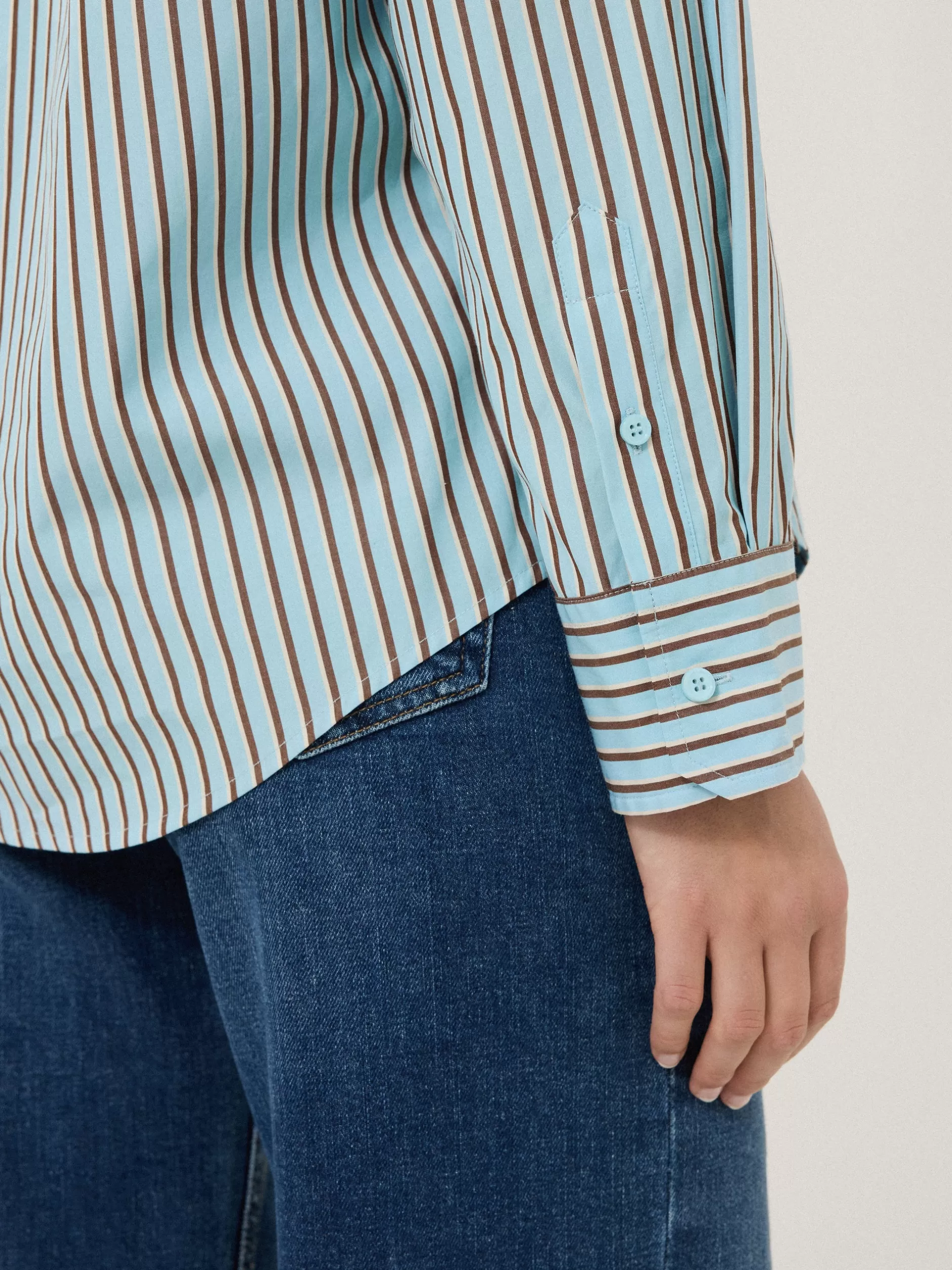 Best Sale Jigsaw Cotton Stripe Shirt Blue