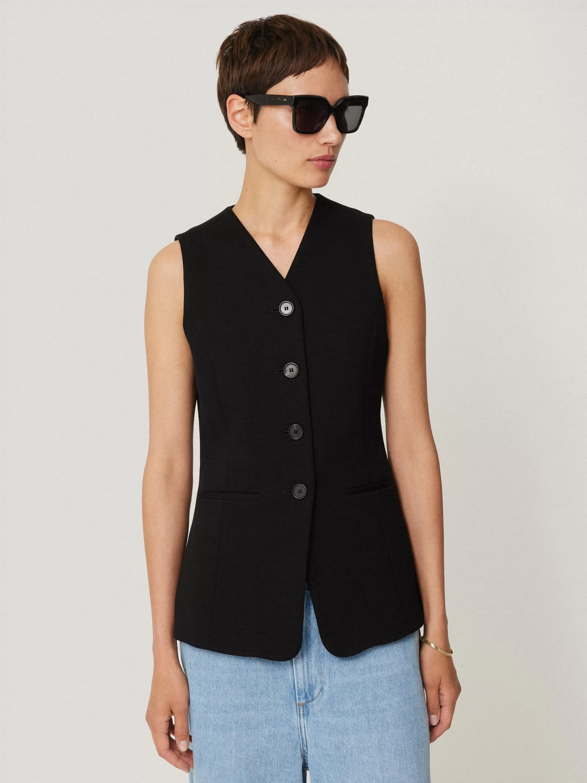 Best Sale Jigsaw Crepe Ponte Jersey Waistcoat Black