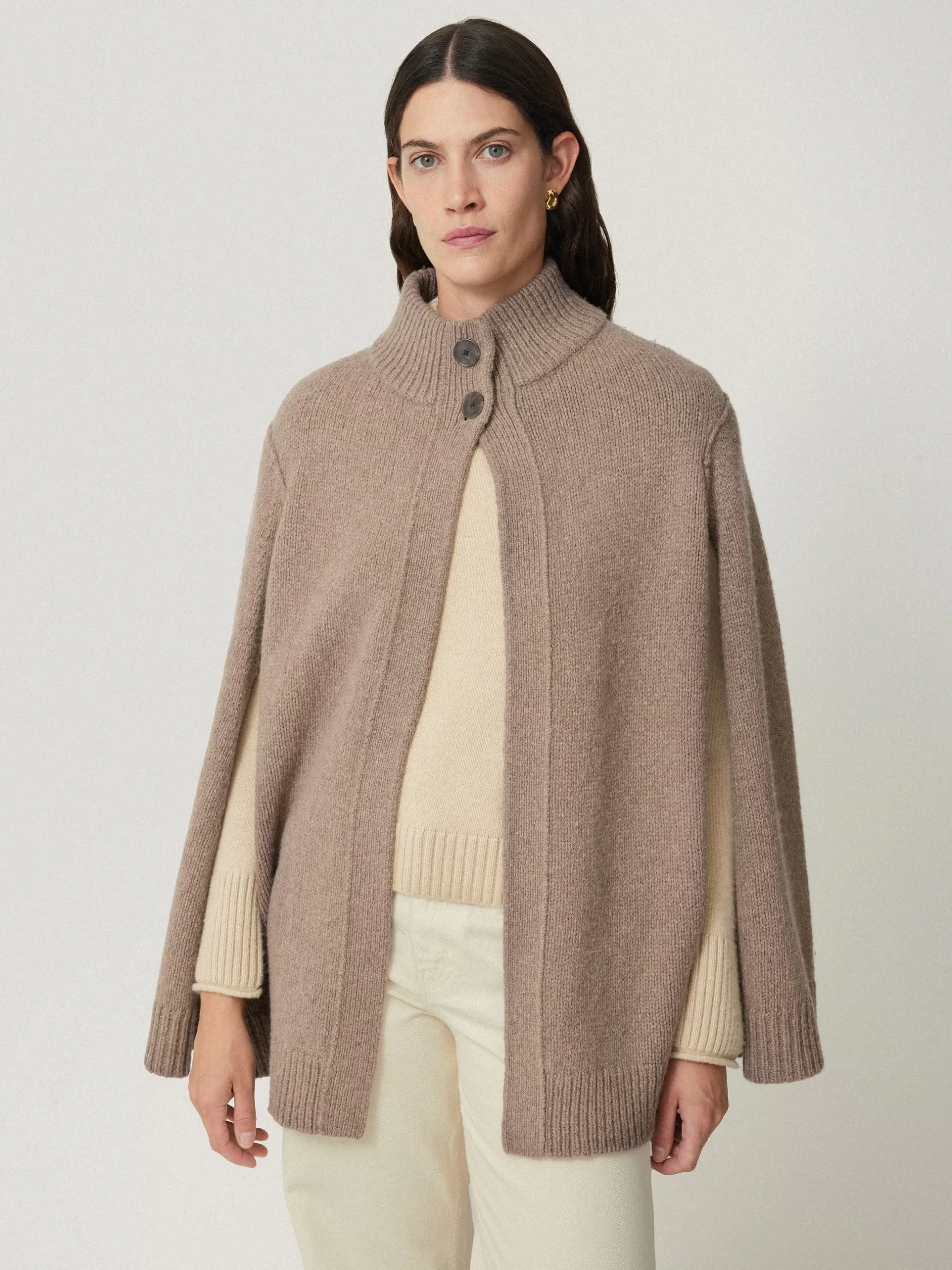 Store Jigsaw Deconstructed Knitted Cape Taupe