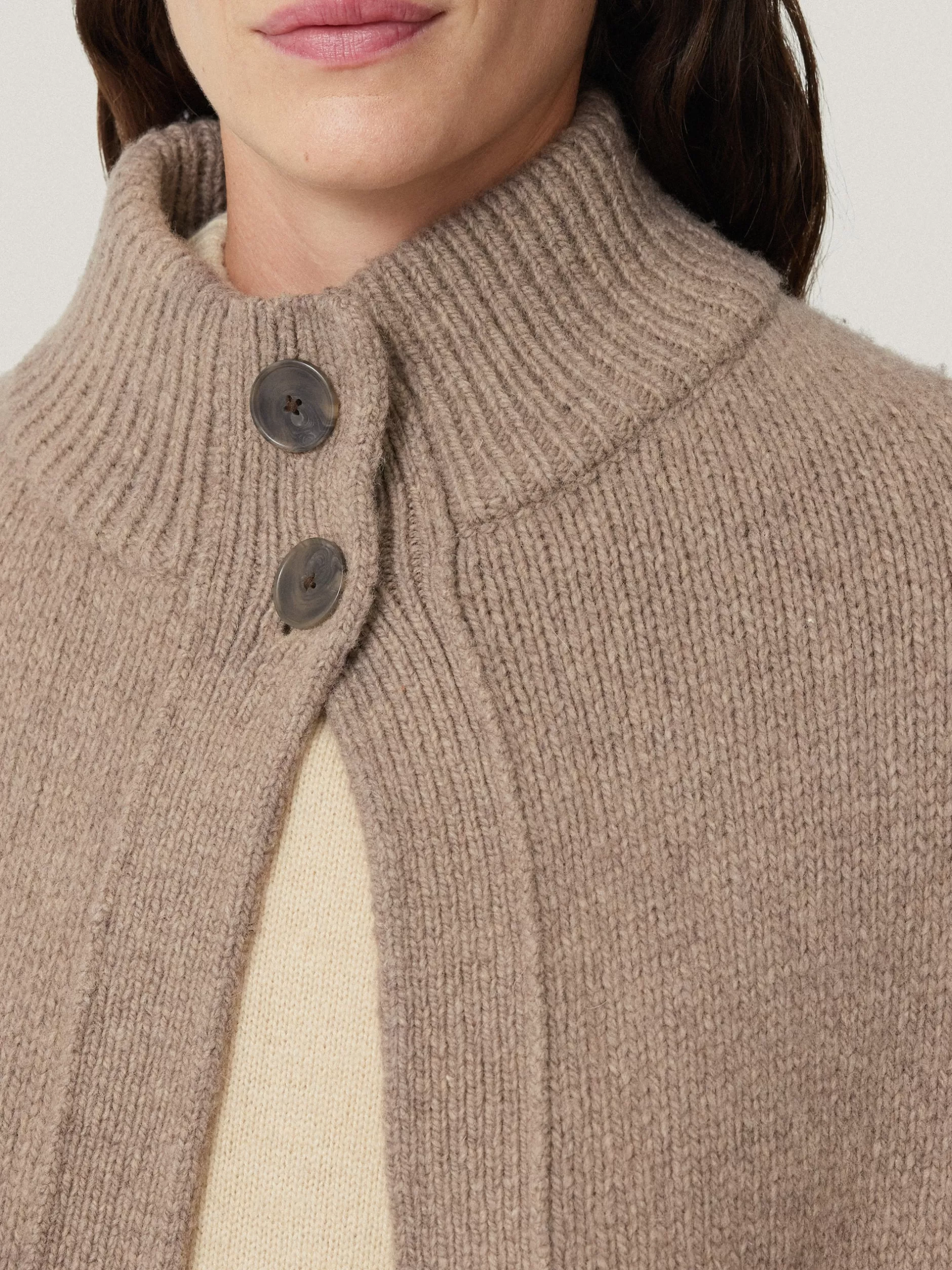 Store Jigsaw Deconstructed Knitted Cape Taupe