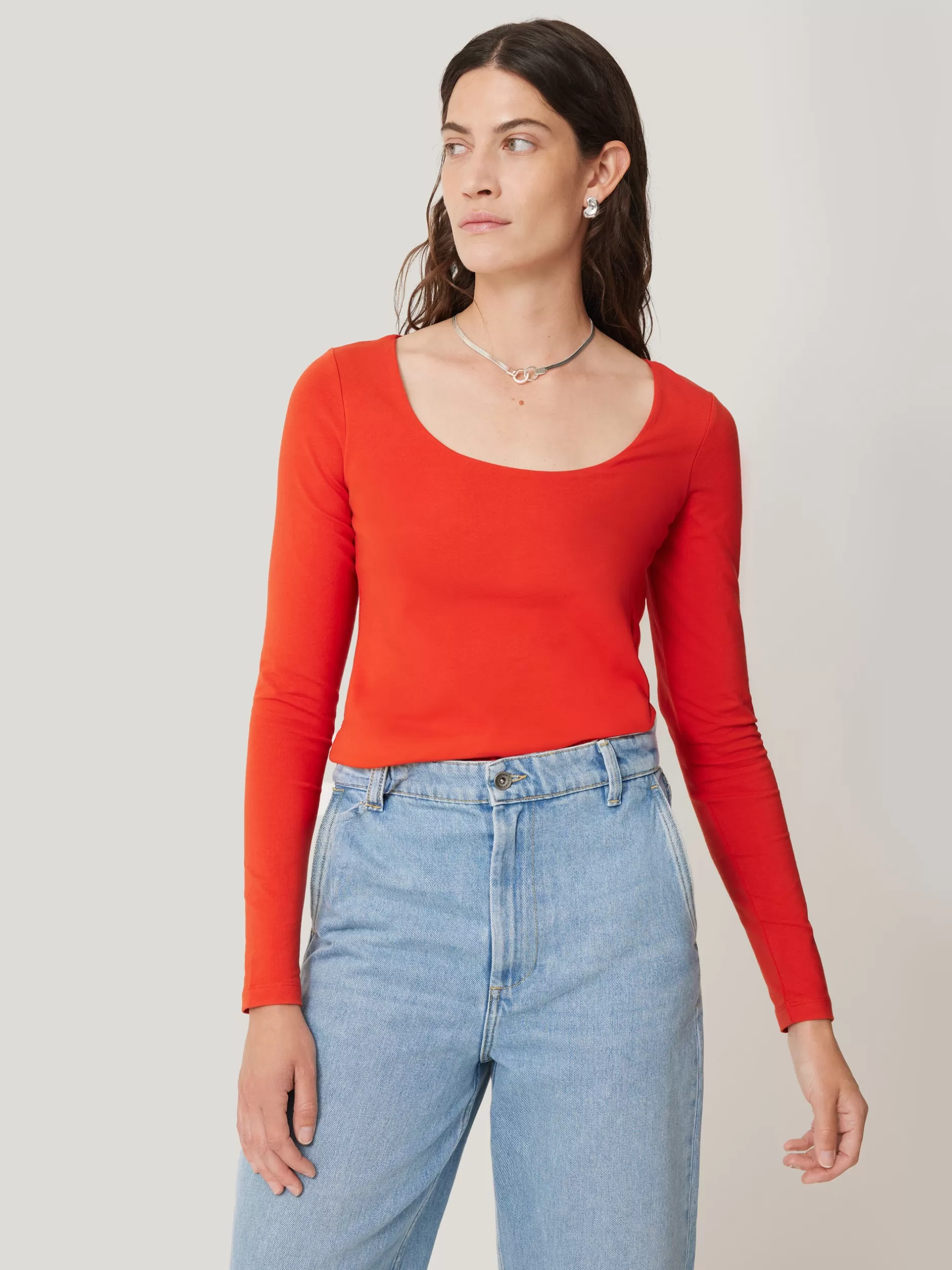 Store Jigsaw Double Front Ballet Neck Top SpiceOrange