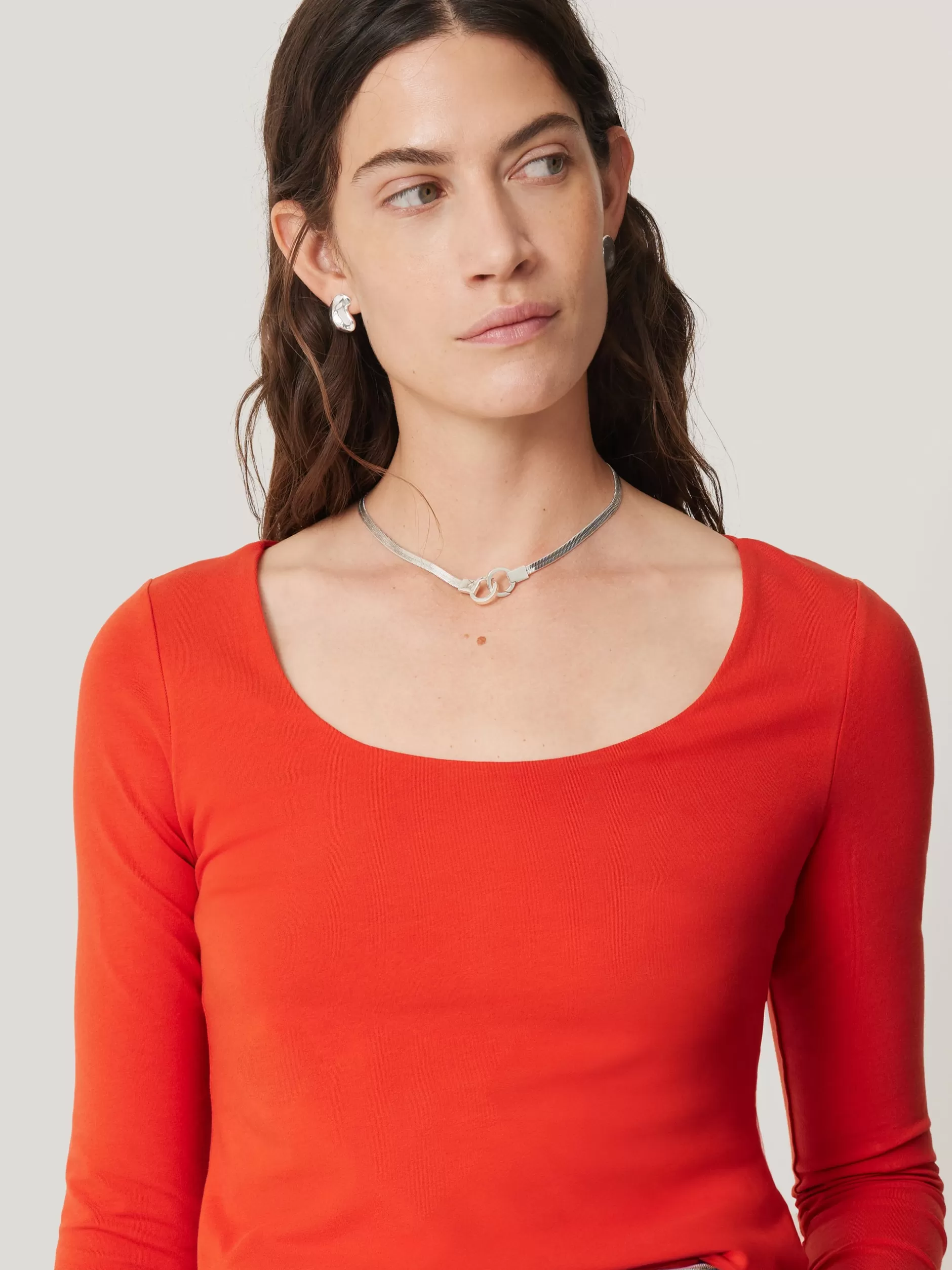 Store Jigsaw Double Front Ballet Neck Top SpiceOrange