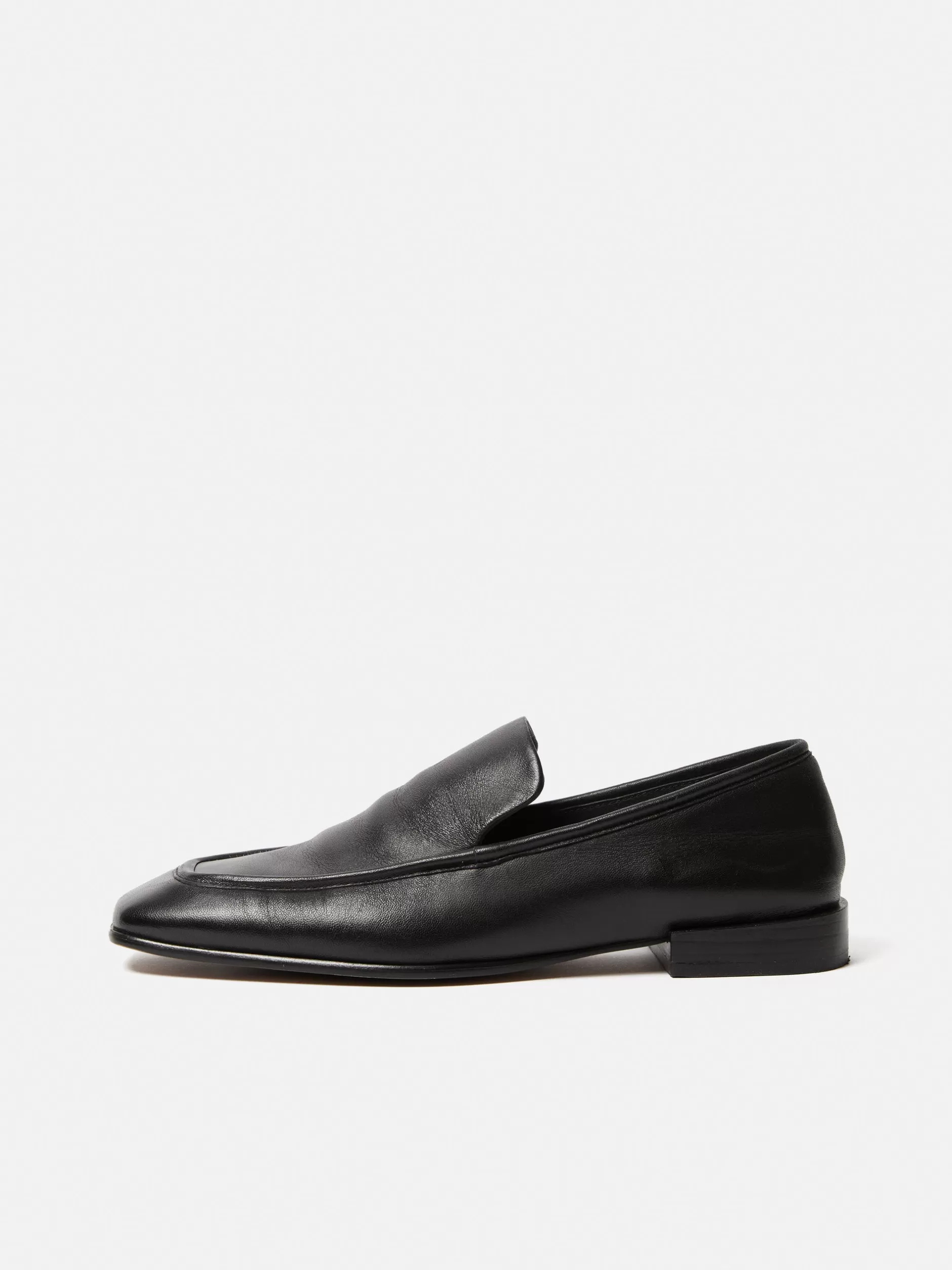 Online Jigsaw Frame Leather Loafer Black