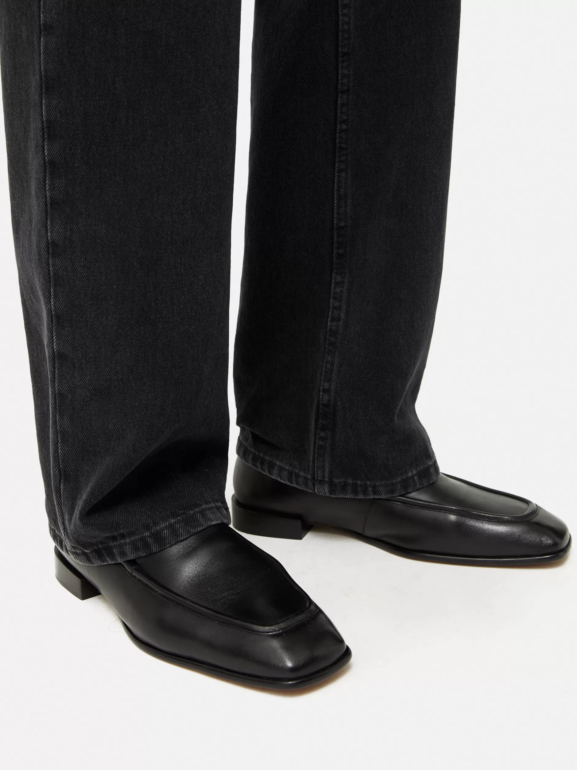 Online Jigsaw Frame Leather Loafer Black