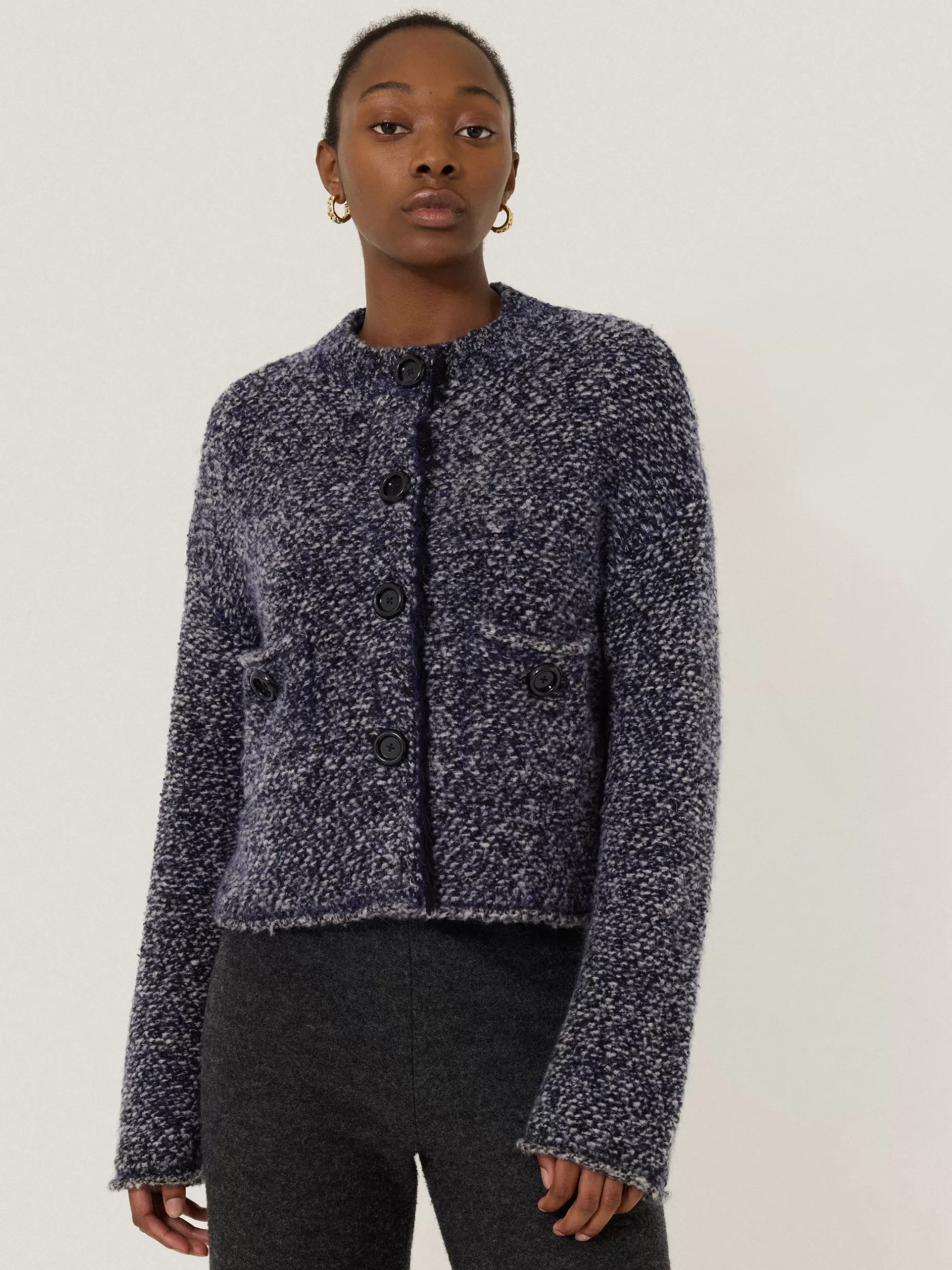 Store Jigsaw French Tweed Cardi-Jacket Navy