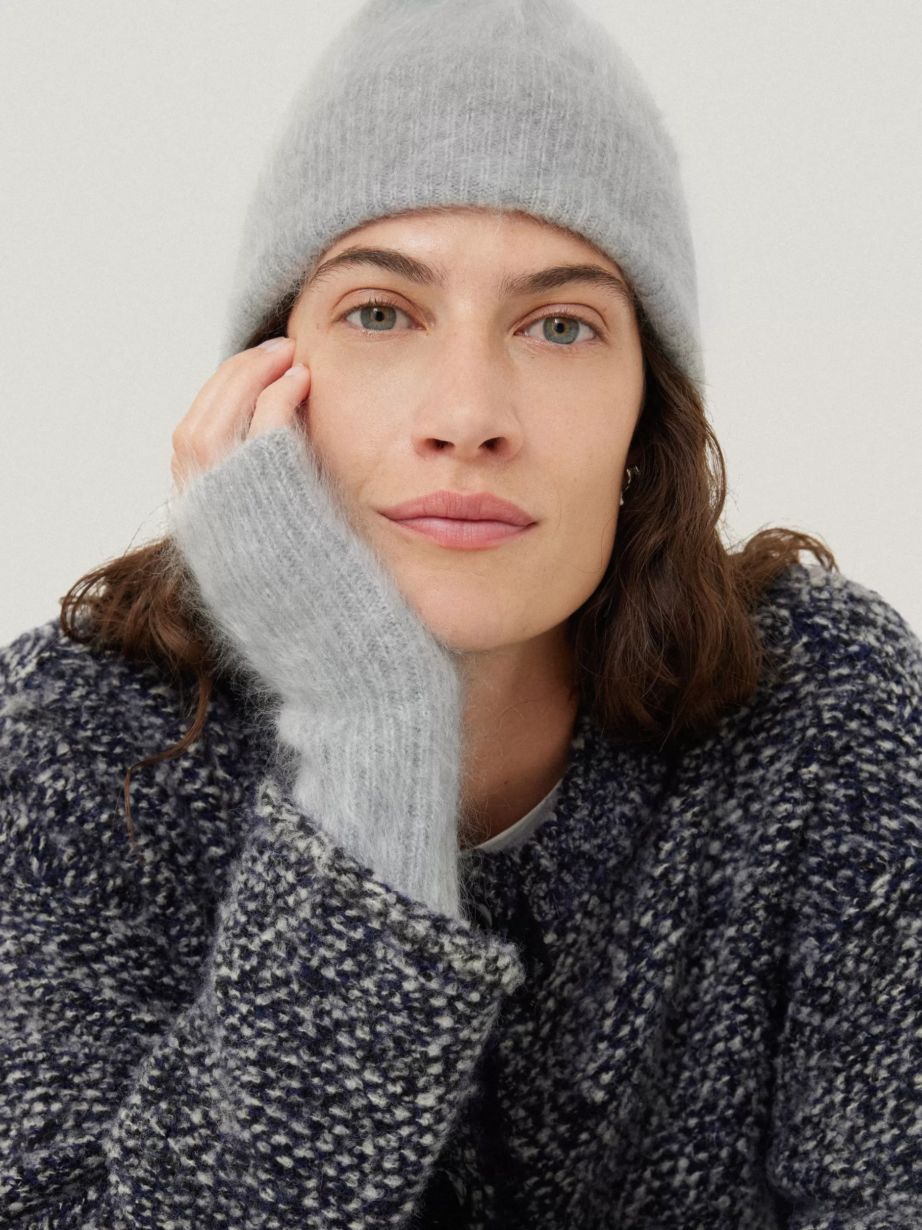 Outlet Jigsaw Halo Cashmere Mittens Grey