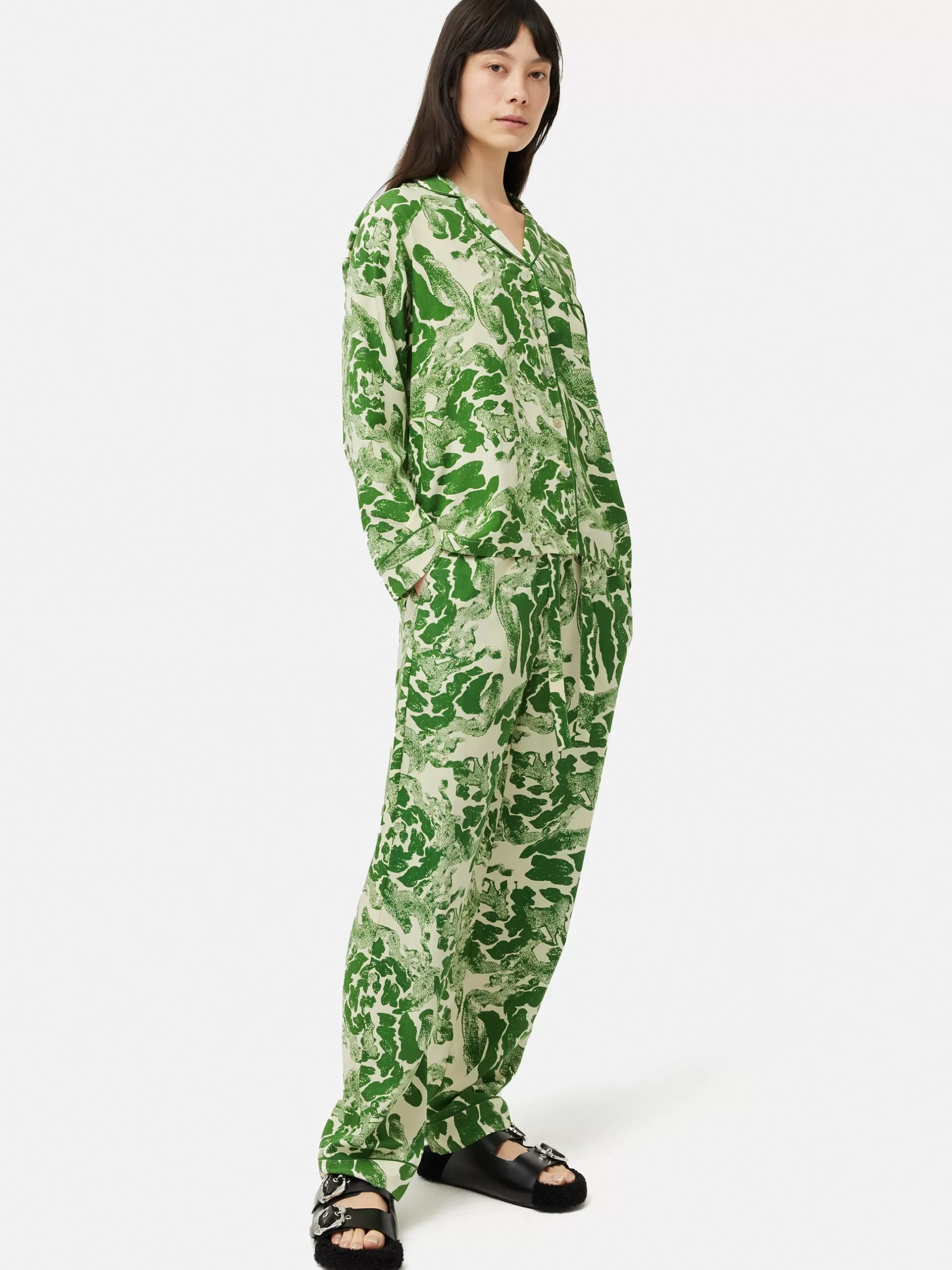 Fashion Jigsaw Ink Wave Modal Pyjama Green