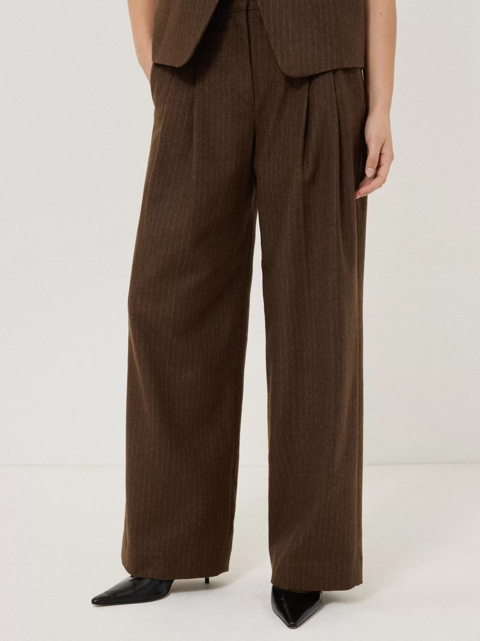 Outlet Jigsaw Kemp Wool Pinstripe Trouser Brown