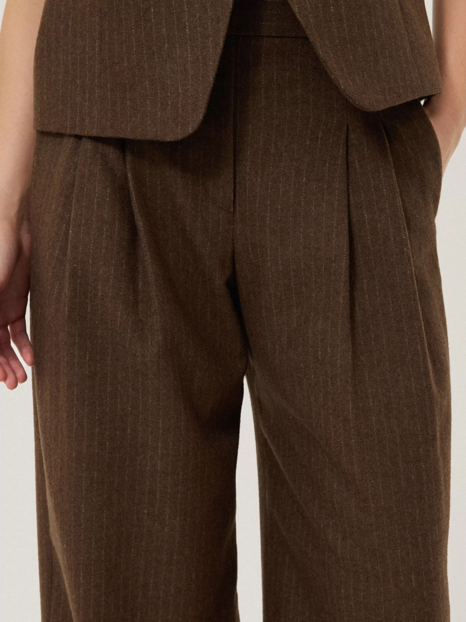 Outlet Jigsaw Kemp Wool Pinstripe Trouser Brown