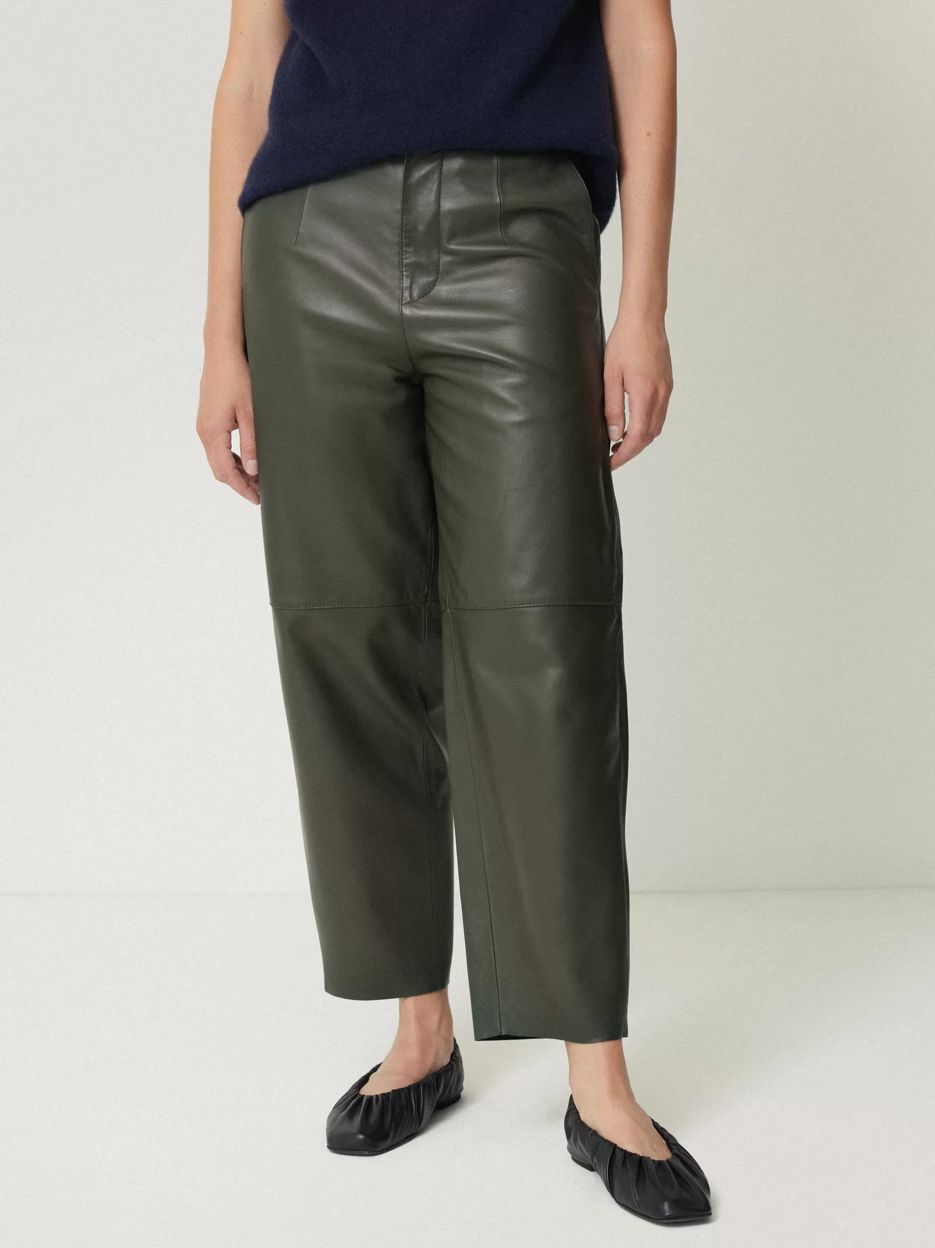 Cheap Jigsaw Leather Barrel Leg Trouser Green