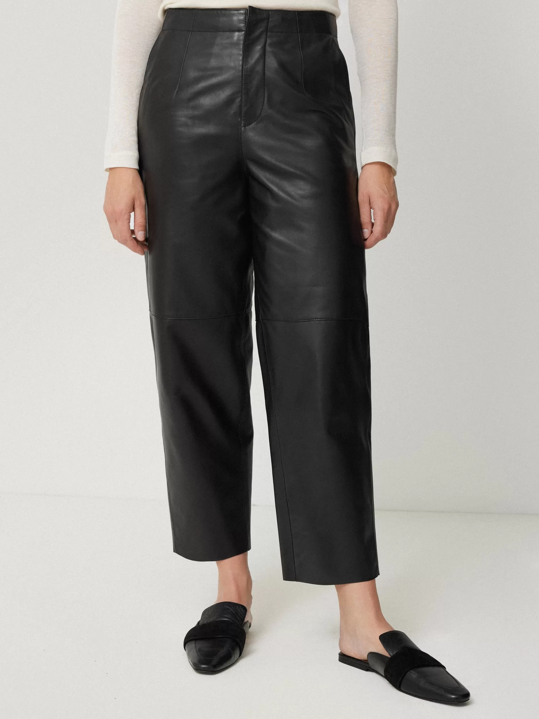 Store Jigsaw Leather Barrel Leg Trouser Black