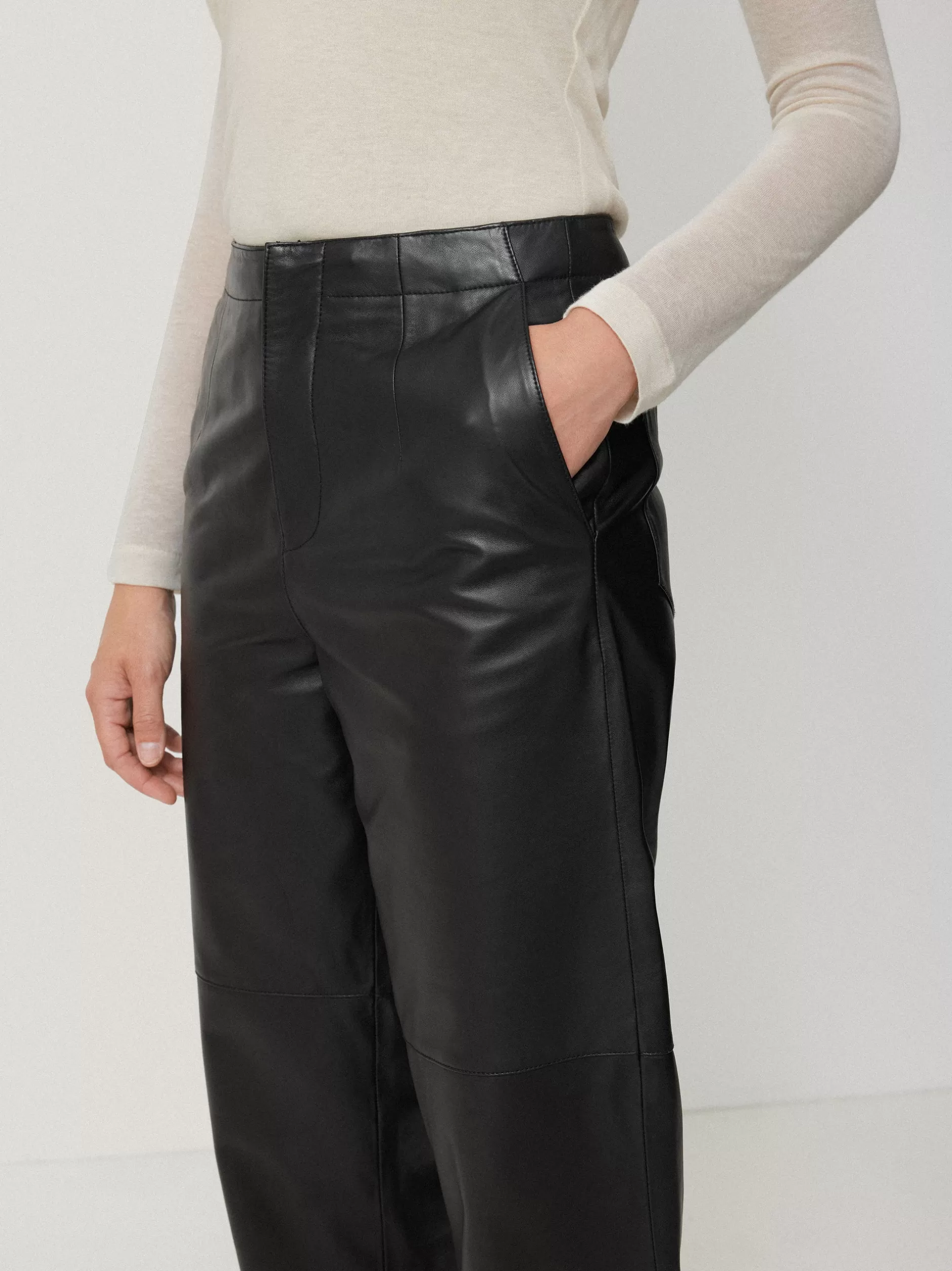 Store Jigsaw Leather Barrel Leg Trouser Black