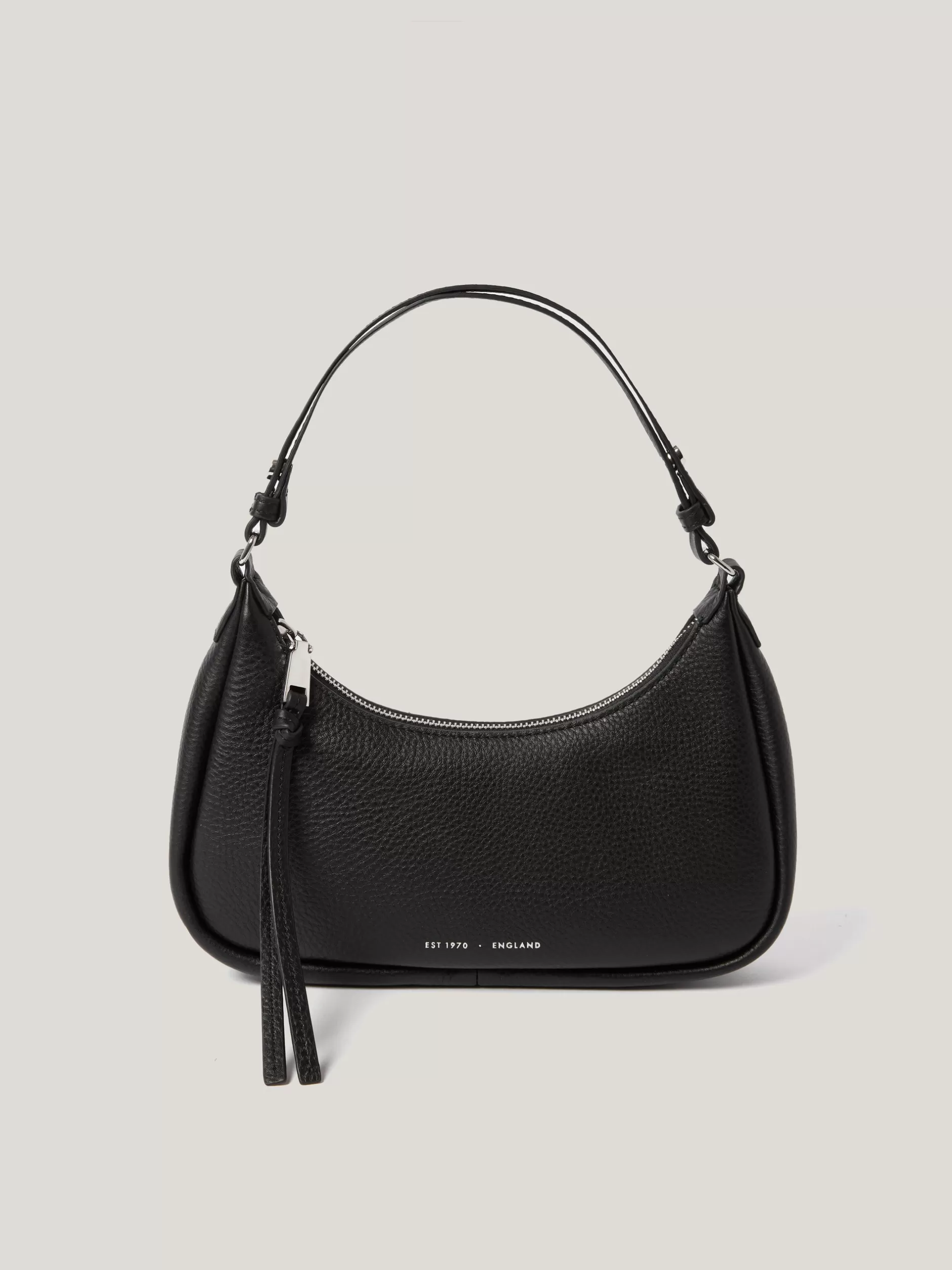 Best Jigsaw Leather Crescent Shoulder Bag Black