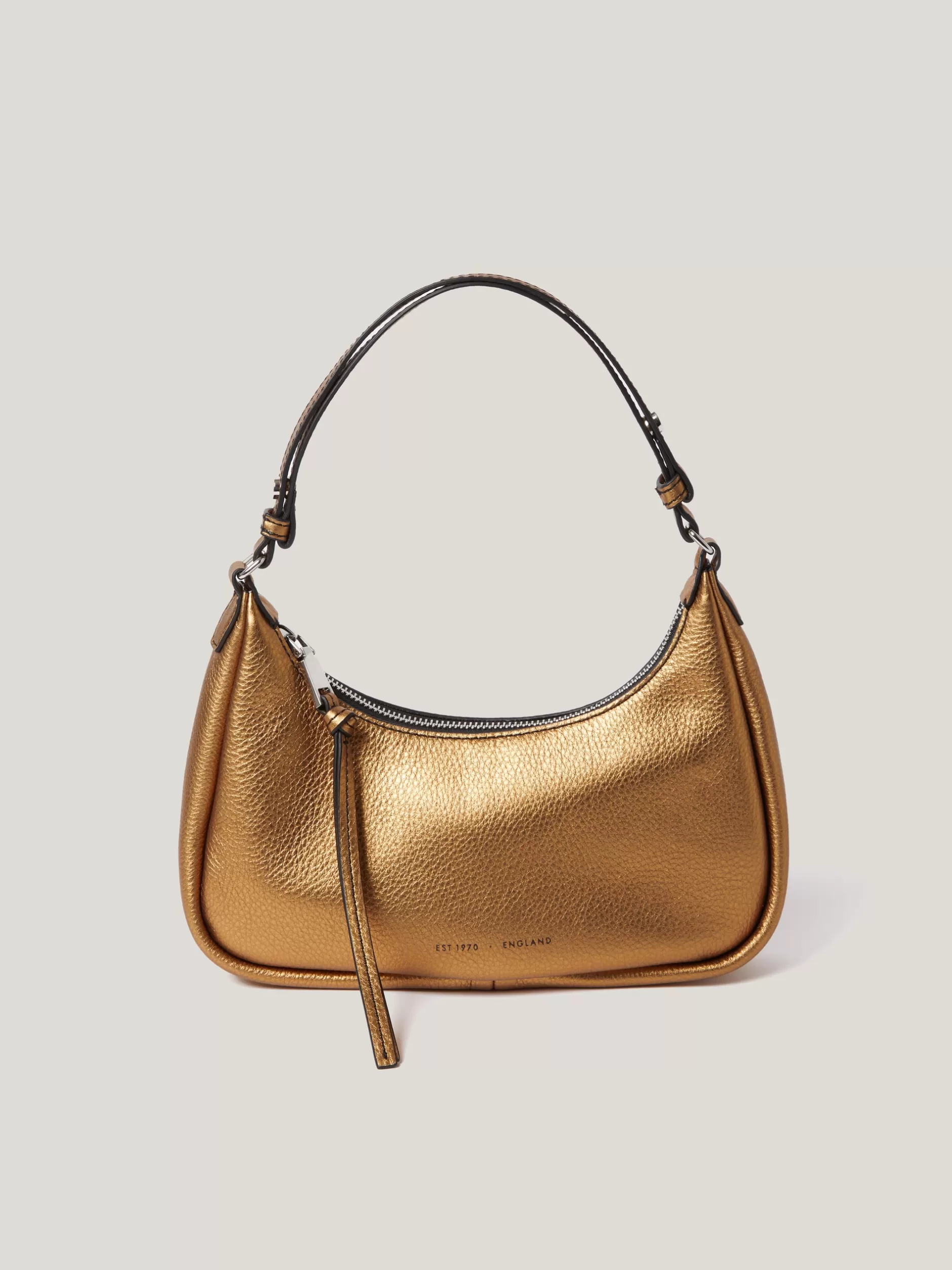 Hot Jigsaw Leather Crescent Shoulder Bag Copper