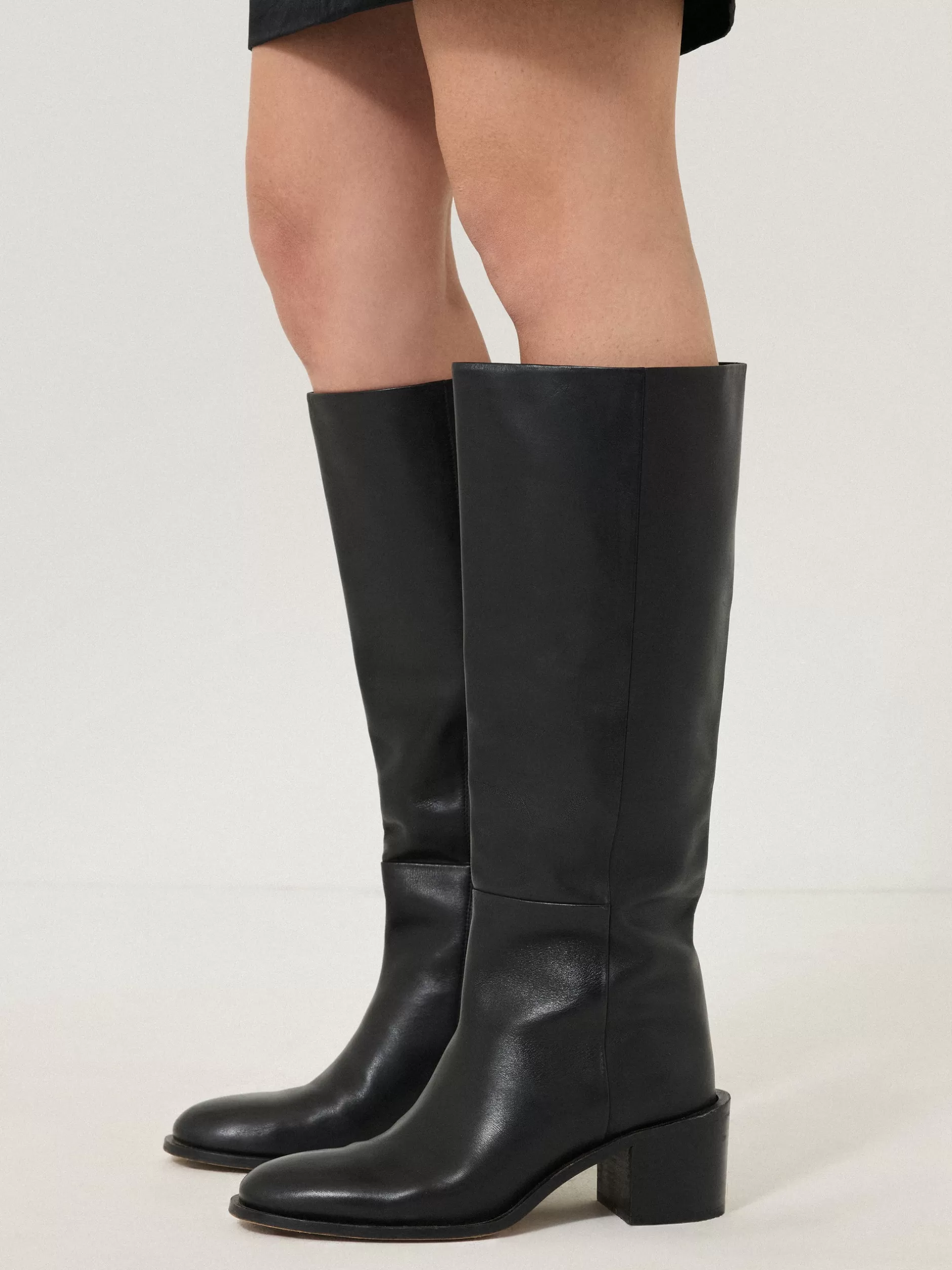 Sale Jigsaw Leather Heeled Riding Boot Black