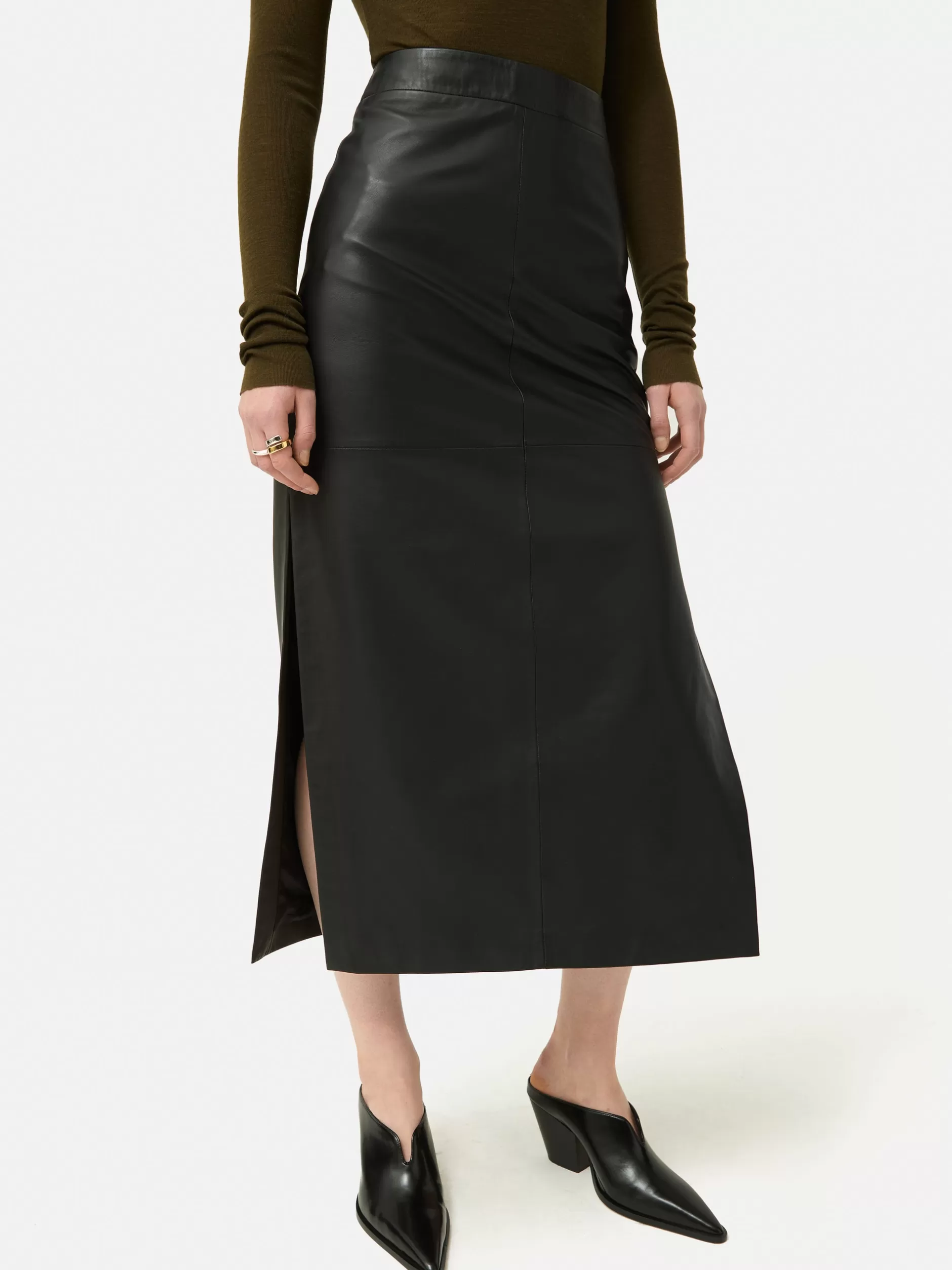 Shop Jigsaw Leather Maxi Skirt Black