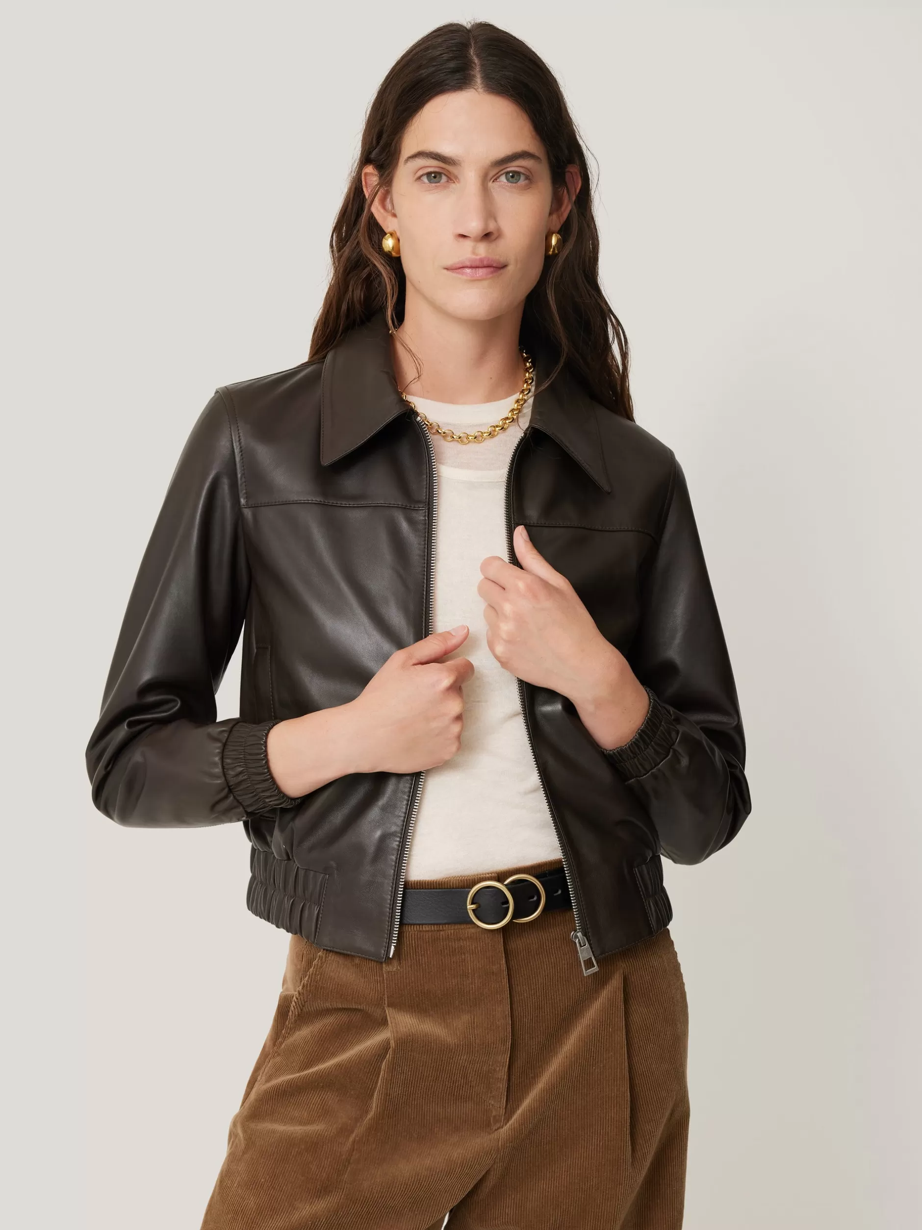 Sale Jigsaw Leather Zip Front Biker DarkOlive