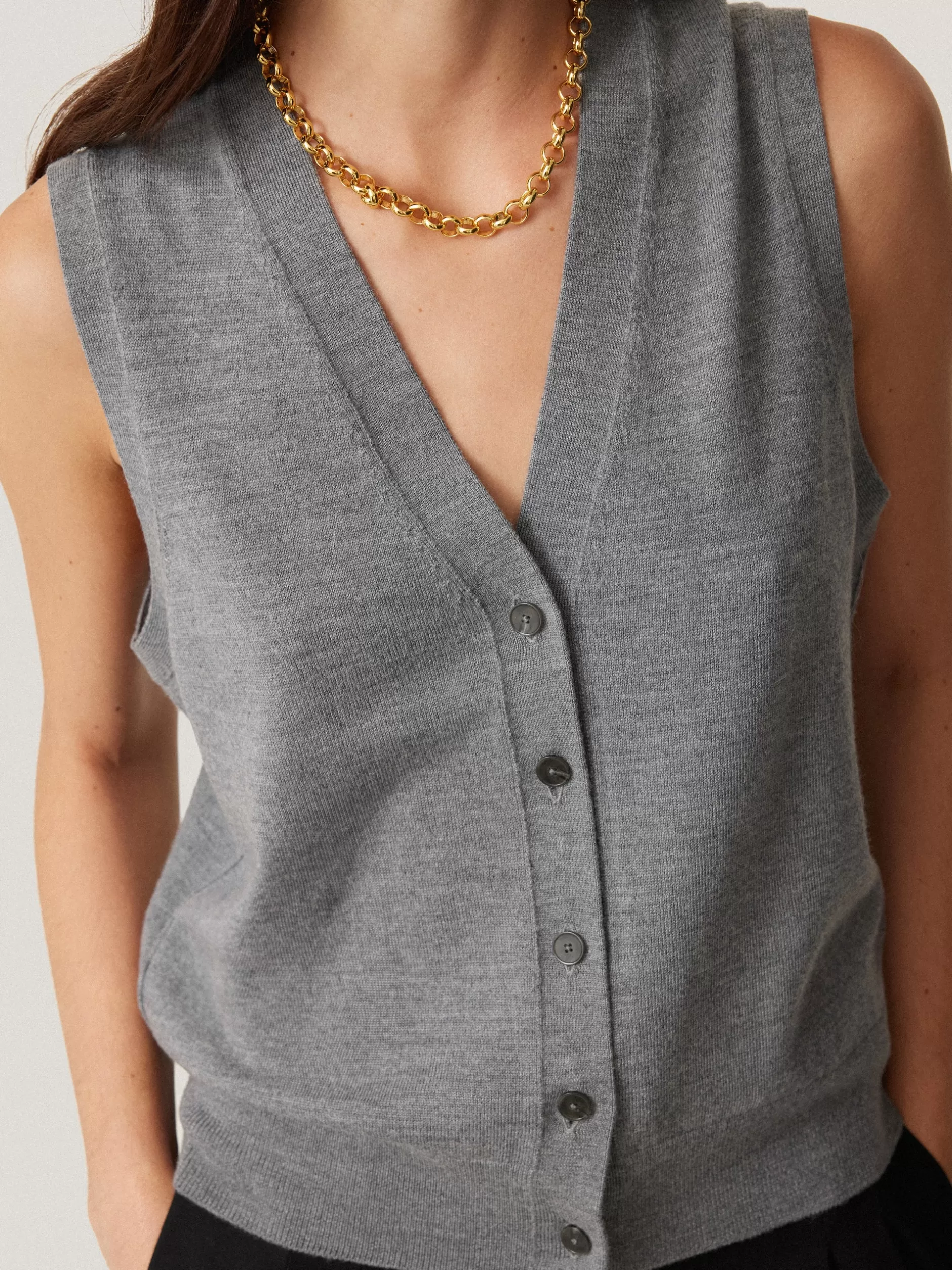 New Jigsaw Lightweight Merino Waistcoat Grey