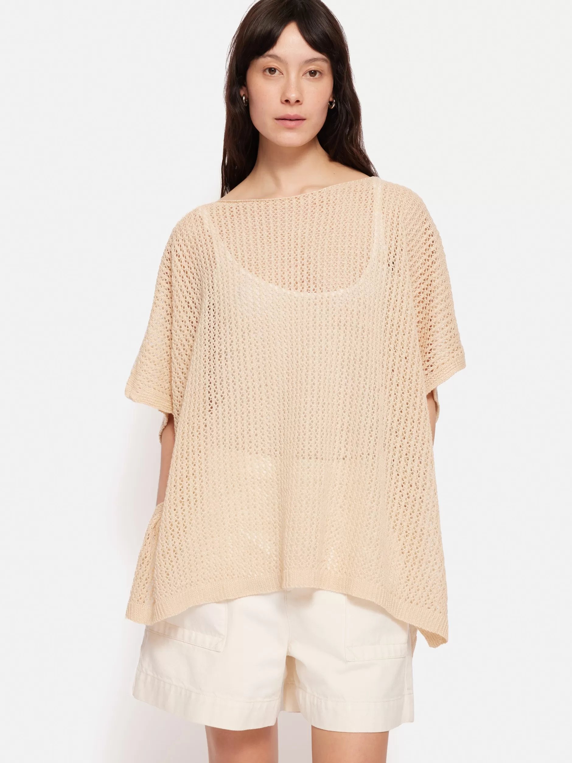 Cheap Jigsaw Linen Poncho Cream