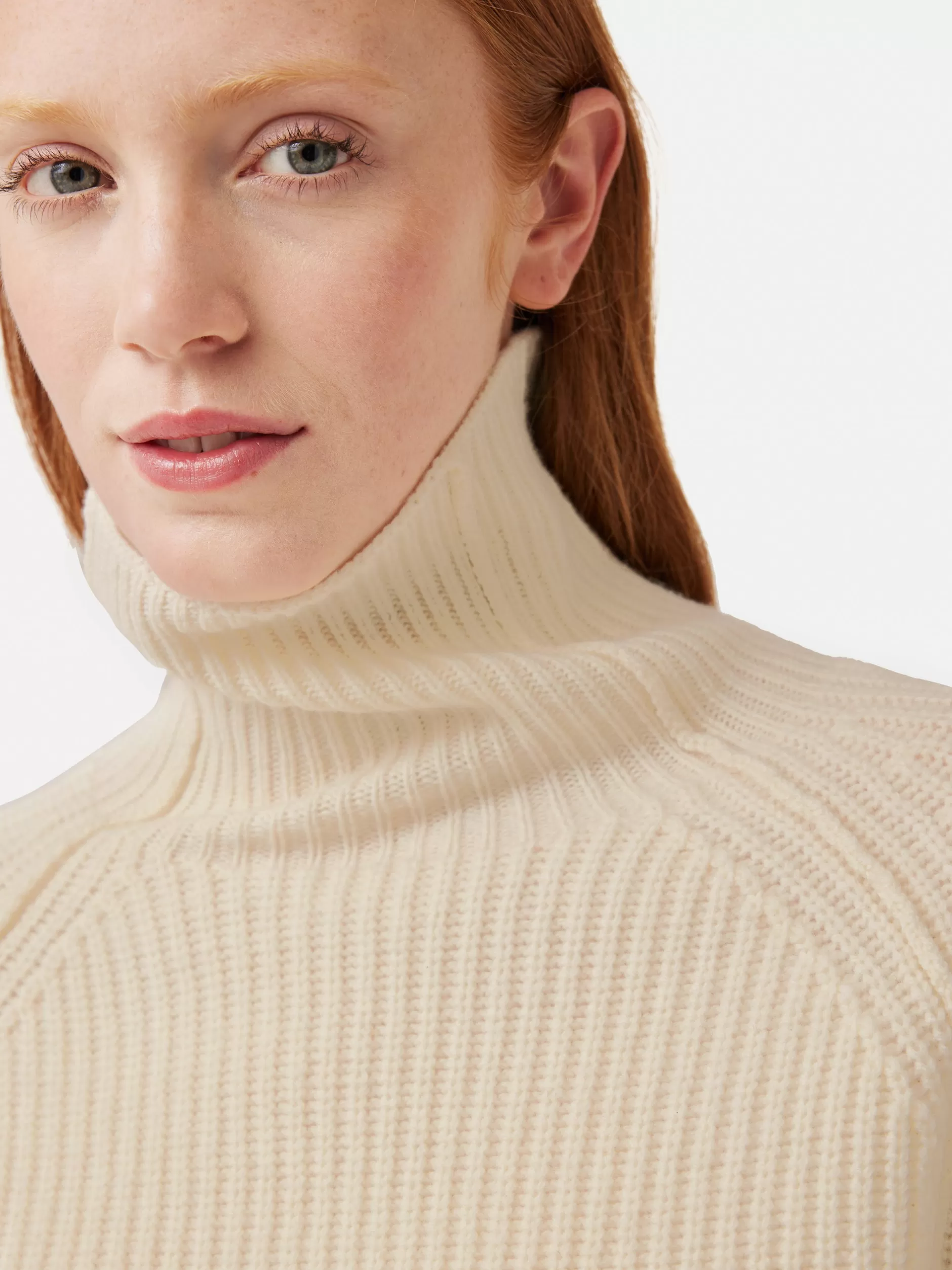 Clearance Jigsaw Merino Fishermans Rib Jumper Cream