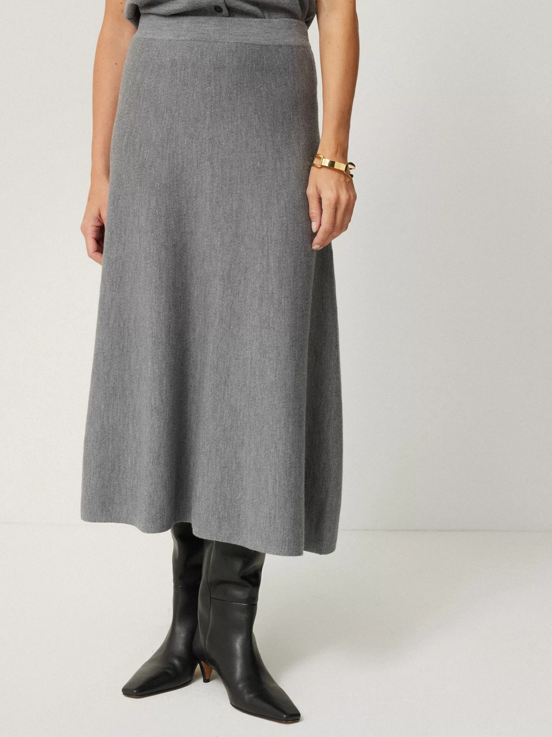 Best Jigsaw Merino Knitted A-line Skirt Grey