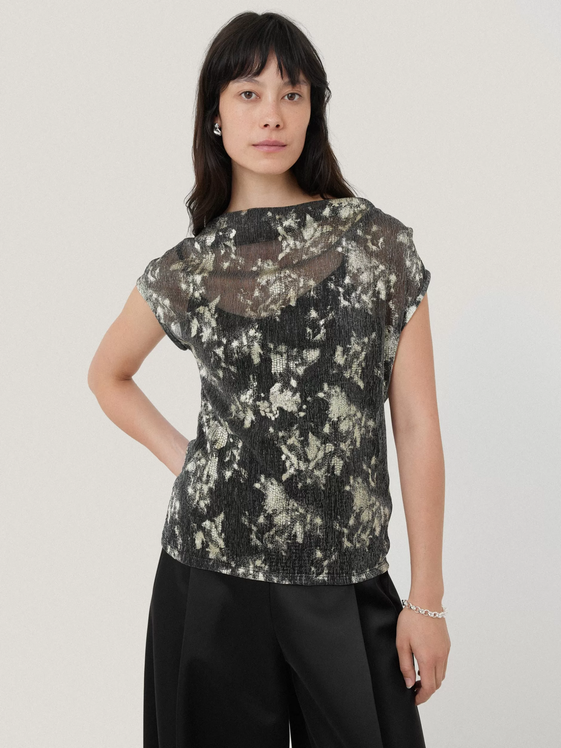 Cheap Jigsaw Metallic Asymmetric Top Gold